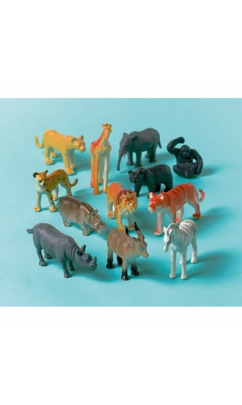 Jungle Animals Cake Toppers / Party Favors - 12pk