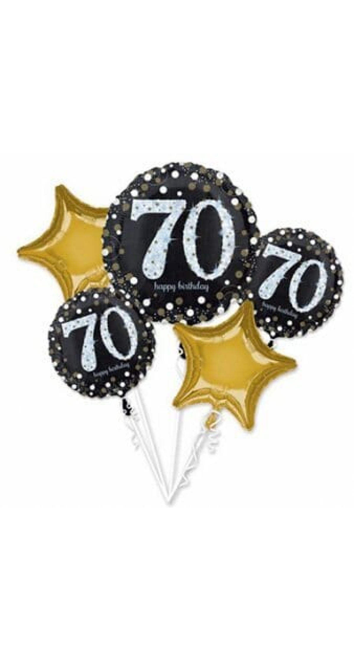 Sparkling Birthday 70 Bouquet  Foil Balloons - 5pk