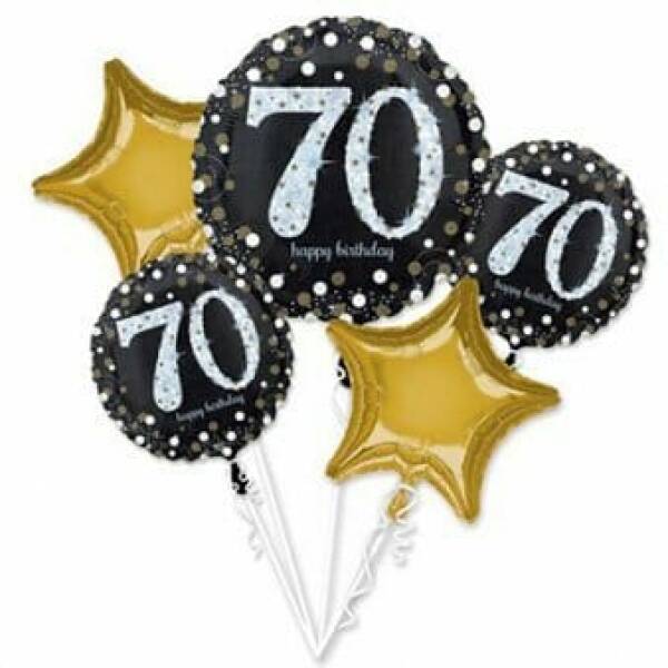 Sparkling Birthday 70 Bouquet  Foil Balloons - 5pk