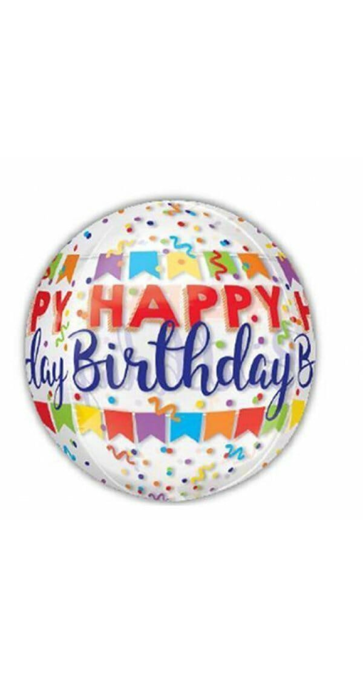 Happy Birthday Banner Bash Clear Orbz Foil Balloon - 38cm x 40cm