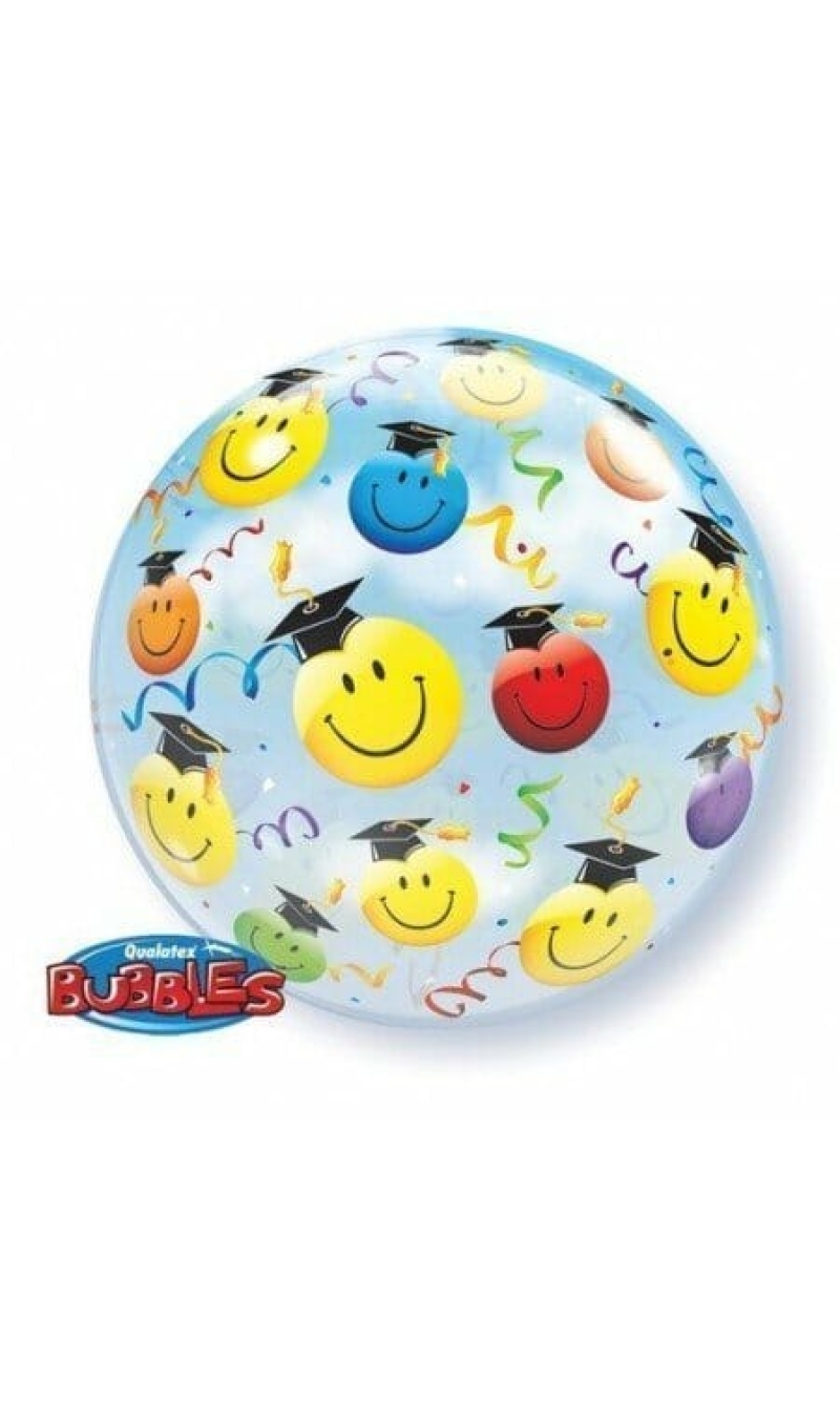 Graduation Smile Faces Bubble Stretchy Foil Balloon - 22''