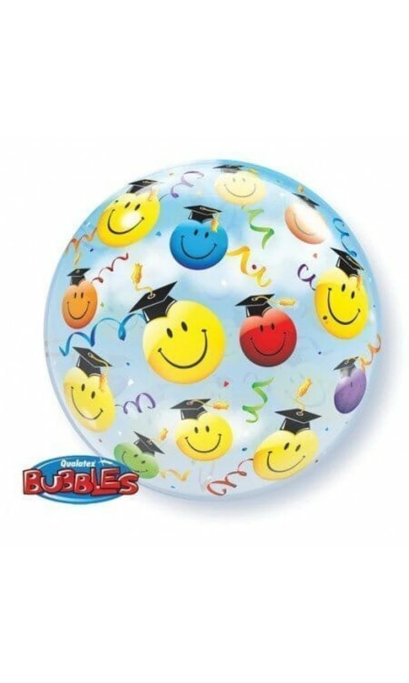 Graduation Smile Faces Bubble Stretchy Foil Balloon - 22''