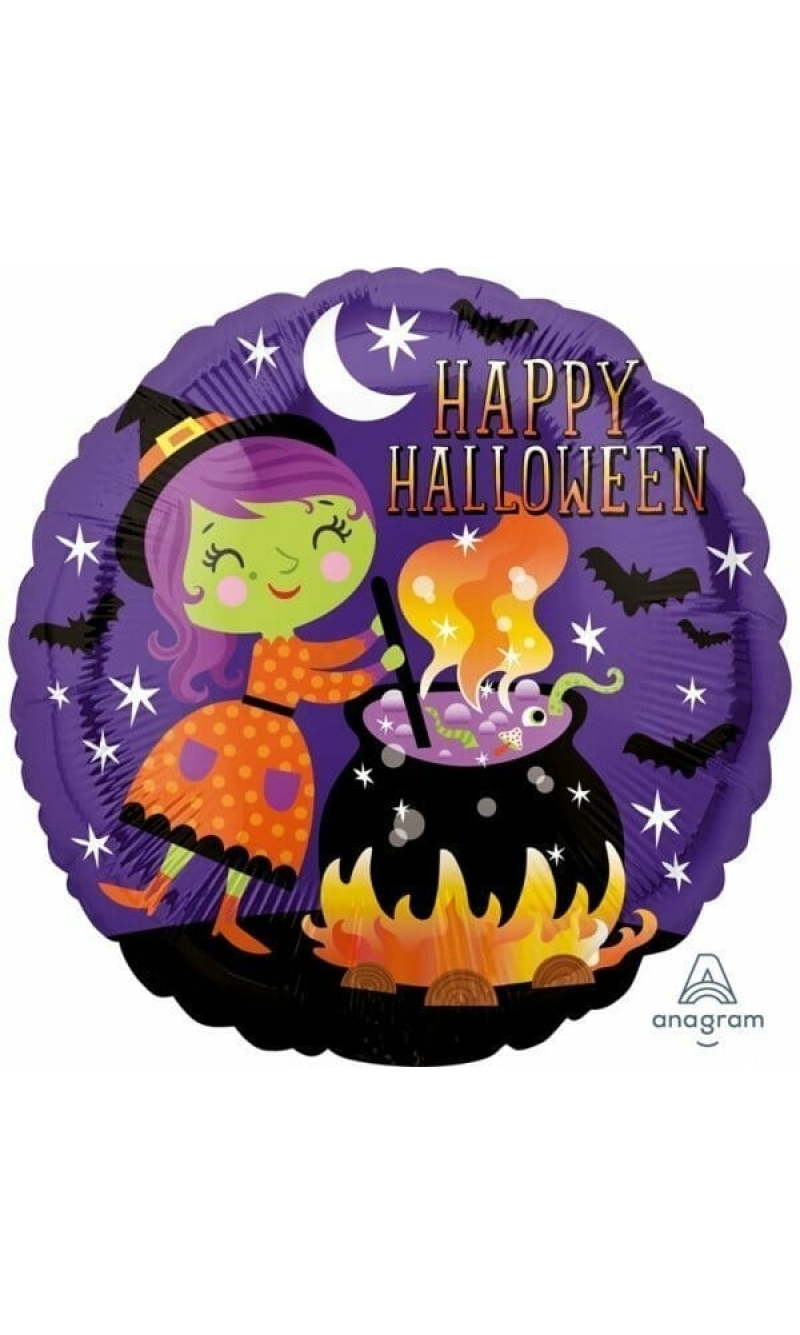 Halloween Witch & Cauldron Foil Balloon - 43cm