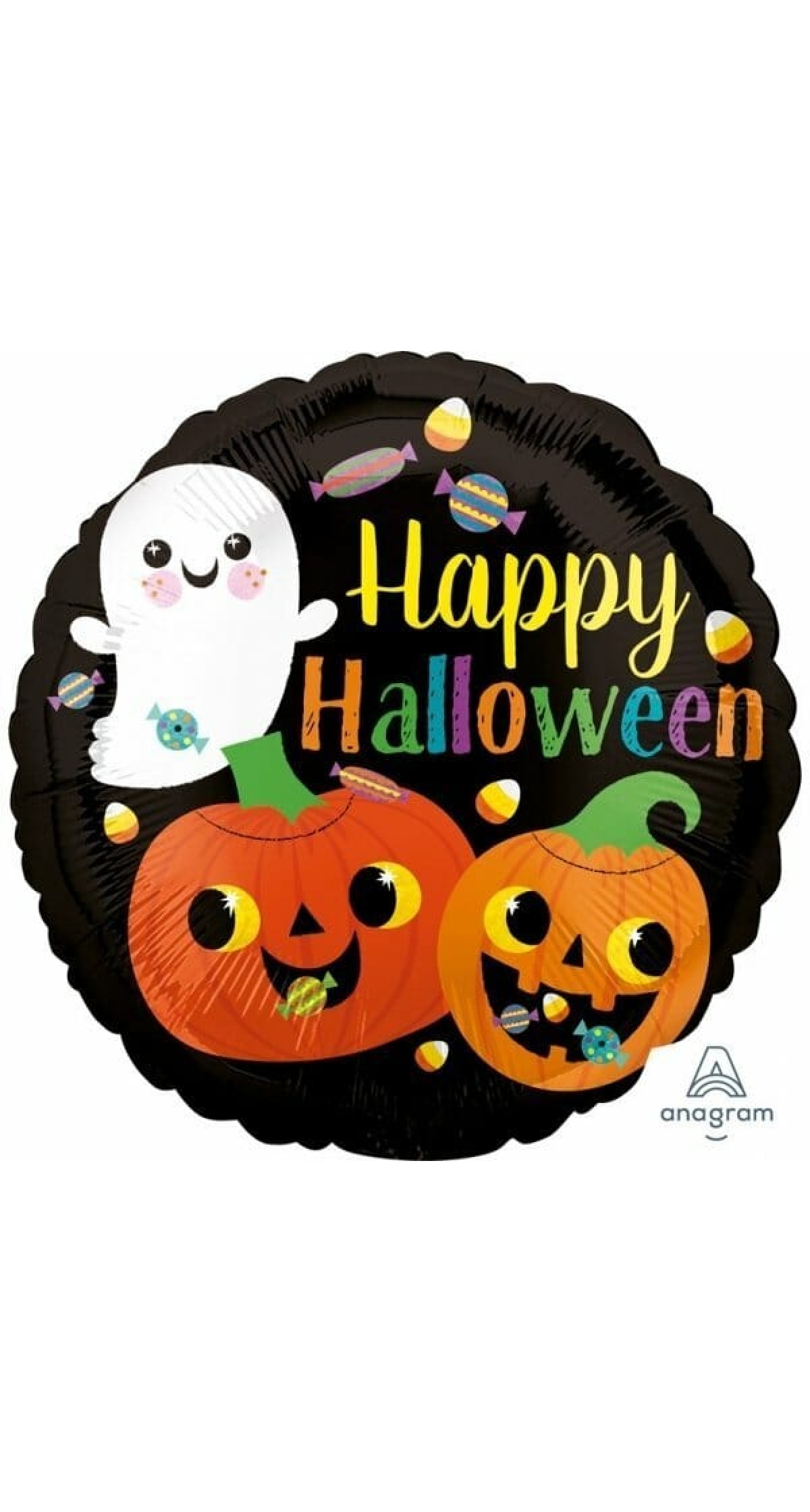 Halloween Happy Ghost & Pumpkins Foil Balloon - 43cm