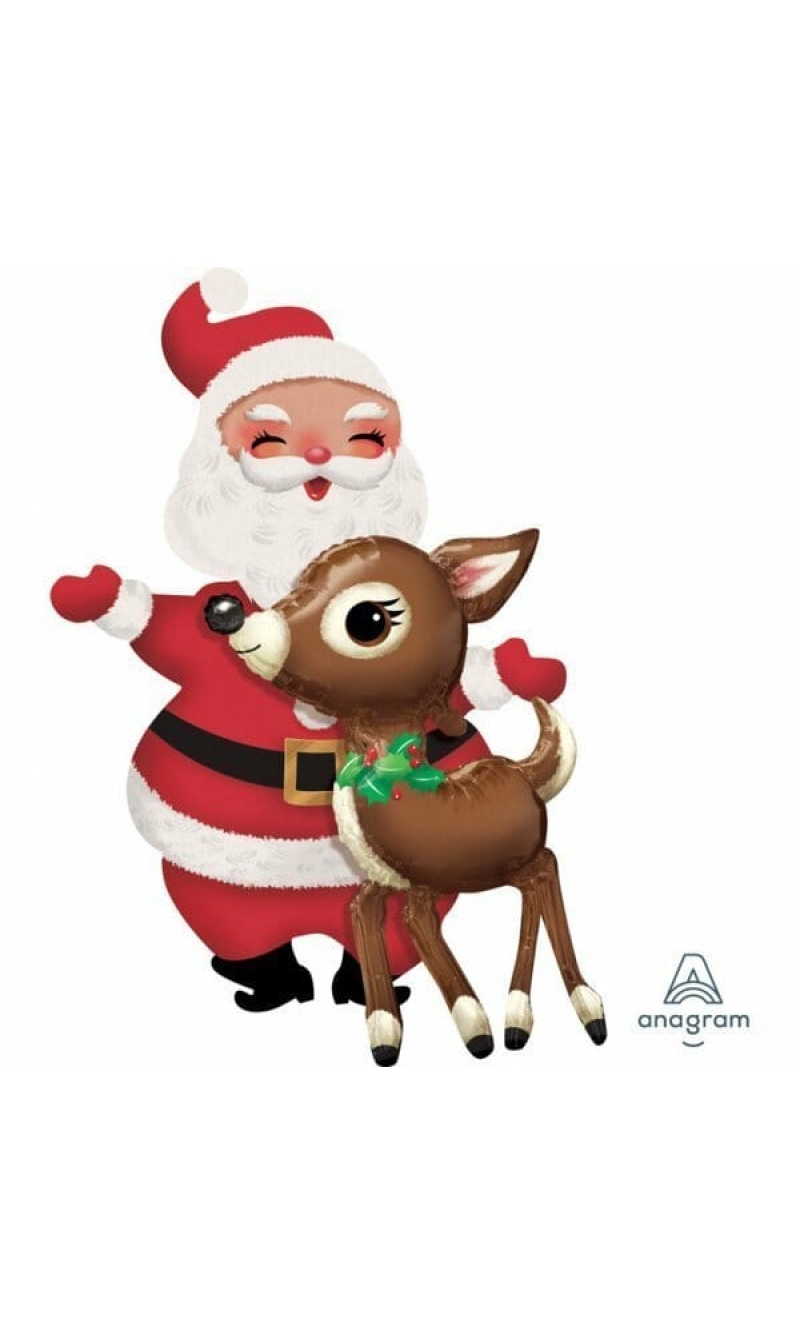 Santa & Reindeer AirWalker Foil Balloon - 78cm x 121cm