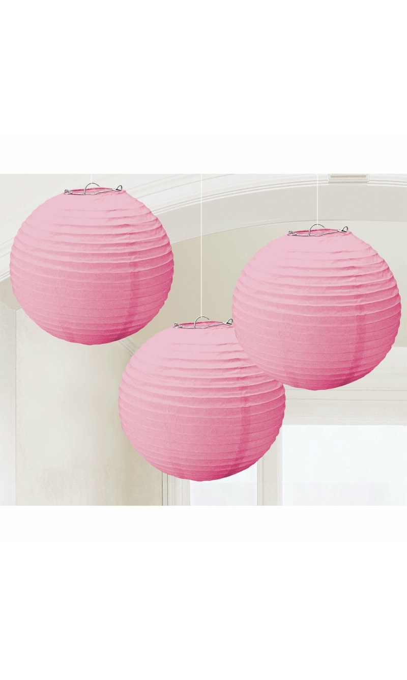 Light Pink Paper Lantern Decorations 24.1cm - 3pk