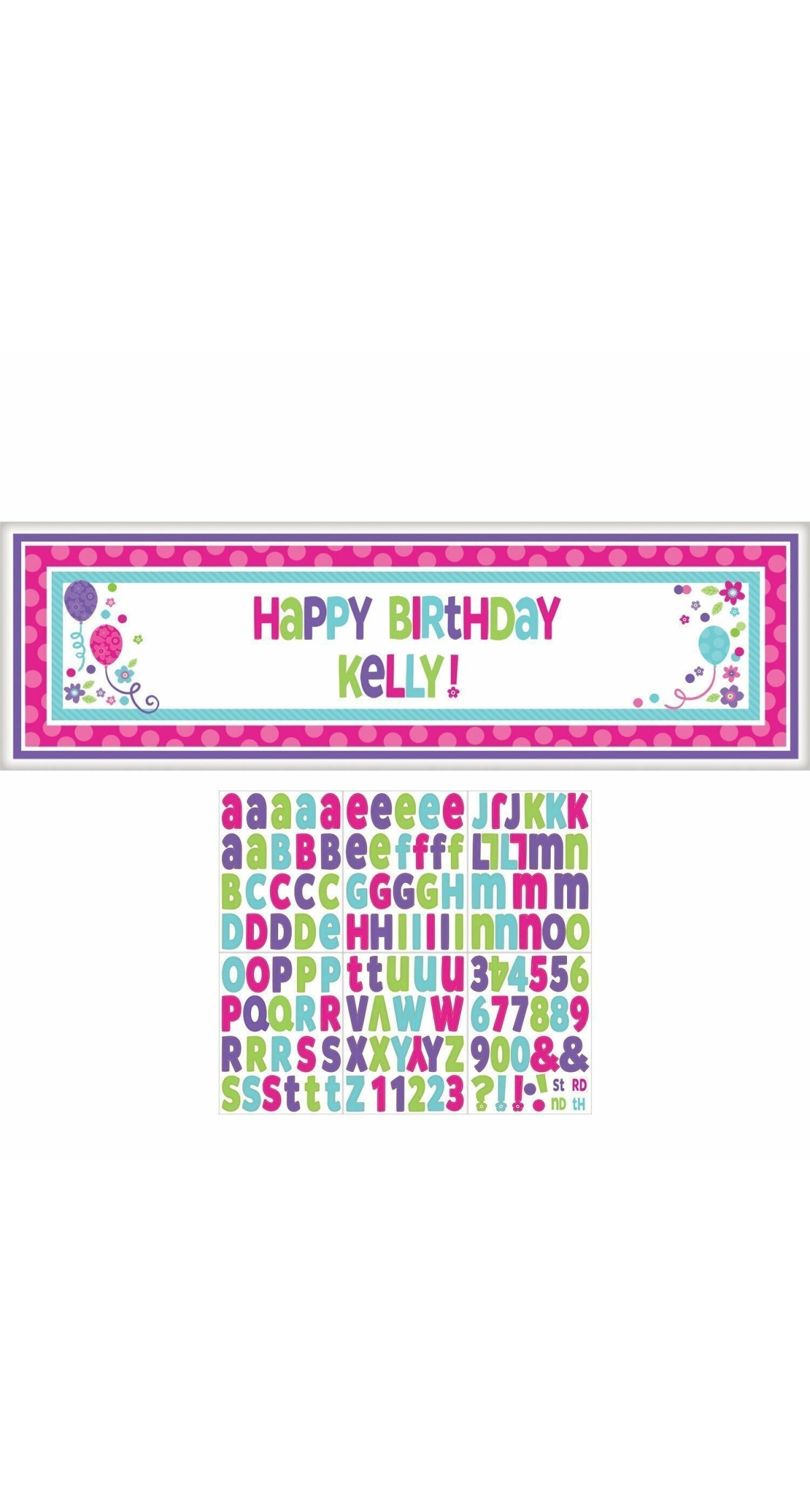 Pink & Teal Personalize Giant Sign Banner - 165cm x 50cm