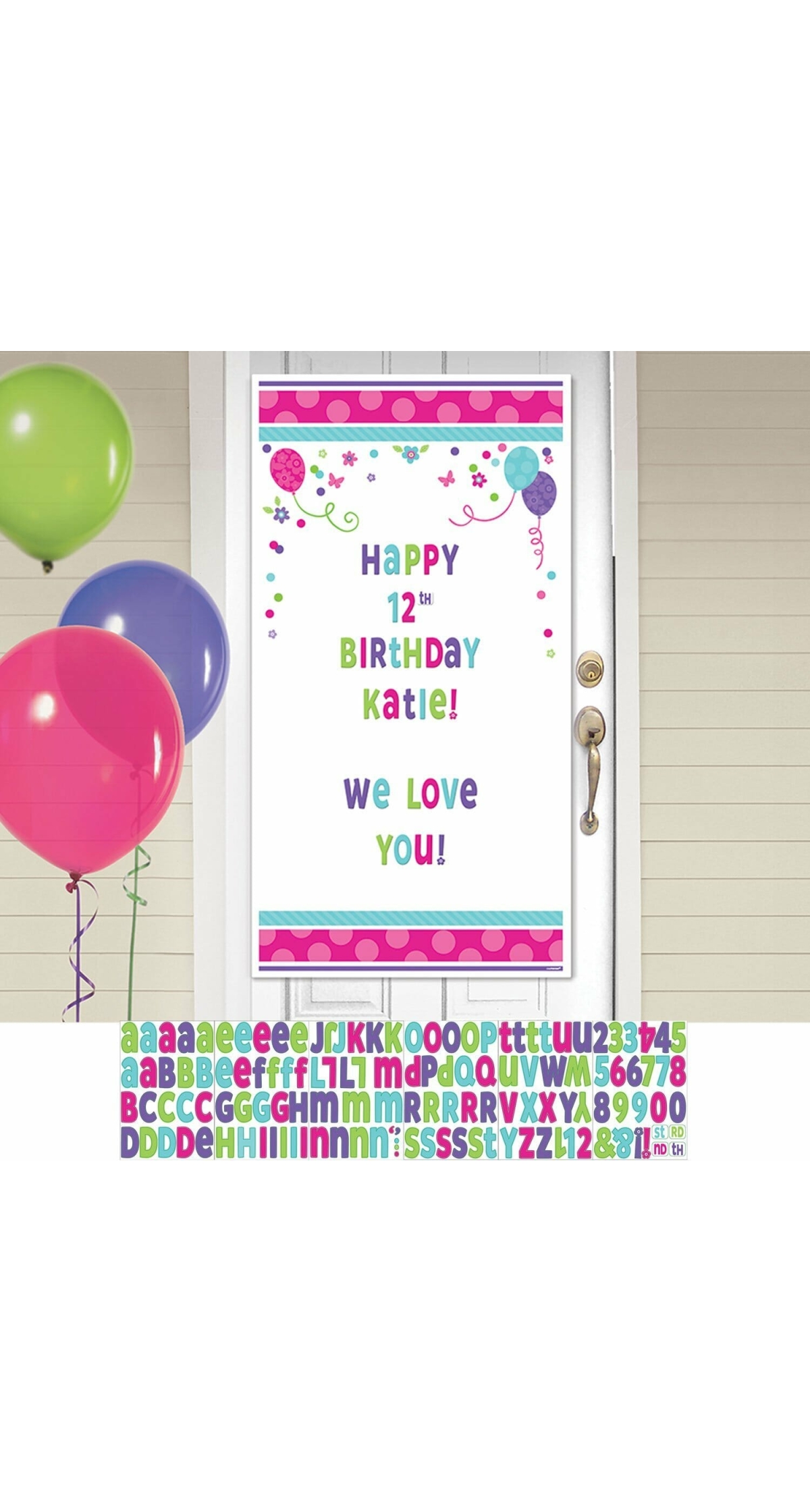 Pink & Teal Customizable Door Decorating Kit