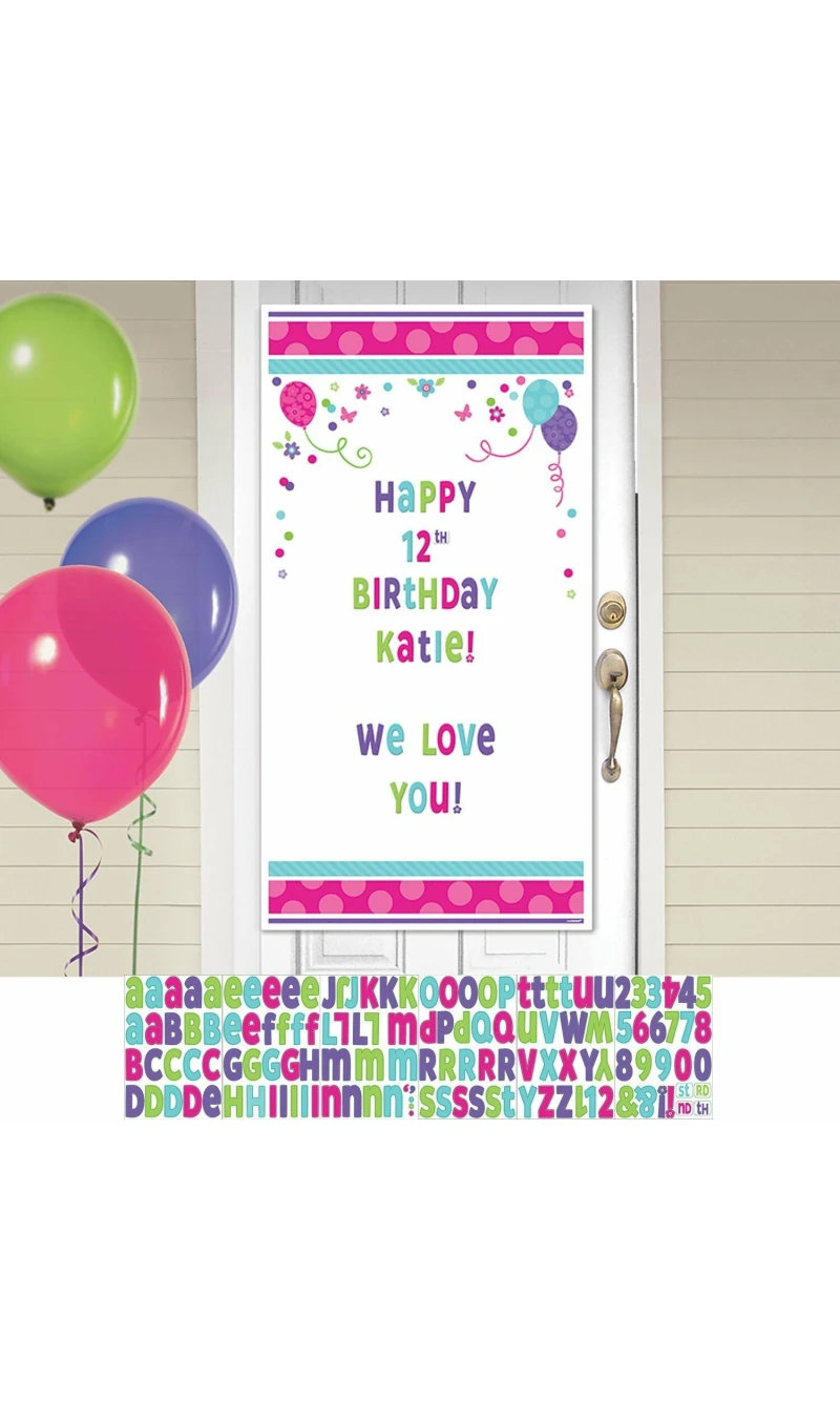 Pink & Teal Customizable Door Decorating Kit