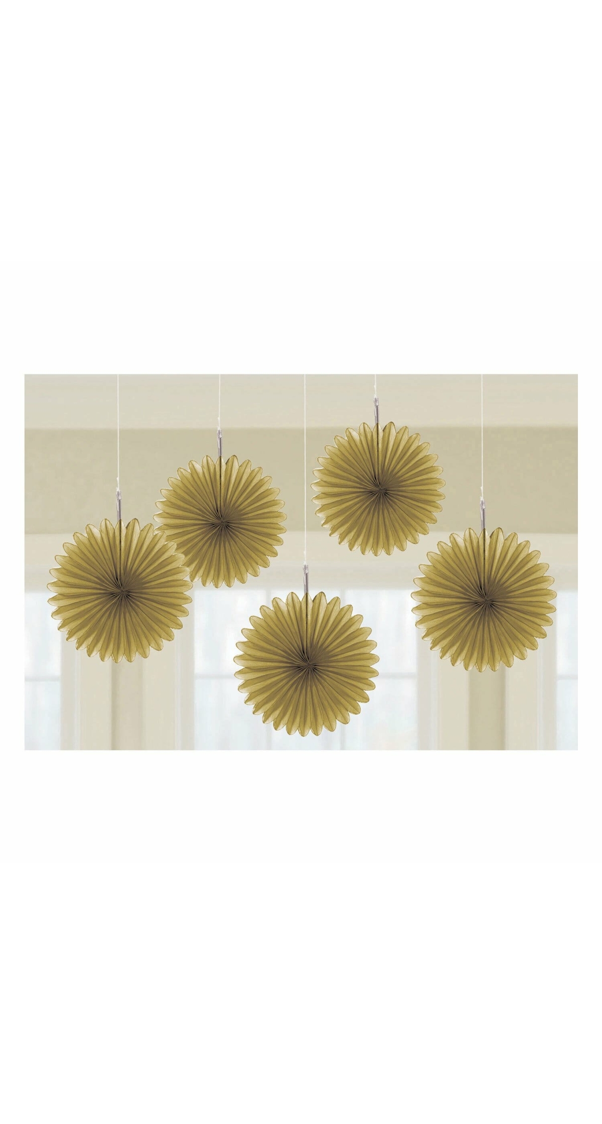 Gold Paper Mini Fan Decorations 15.2cm - 5pk