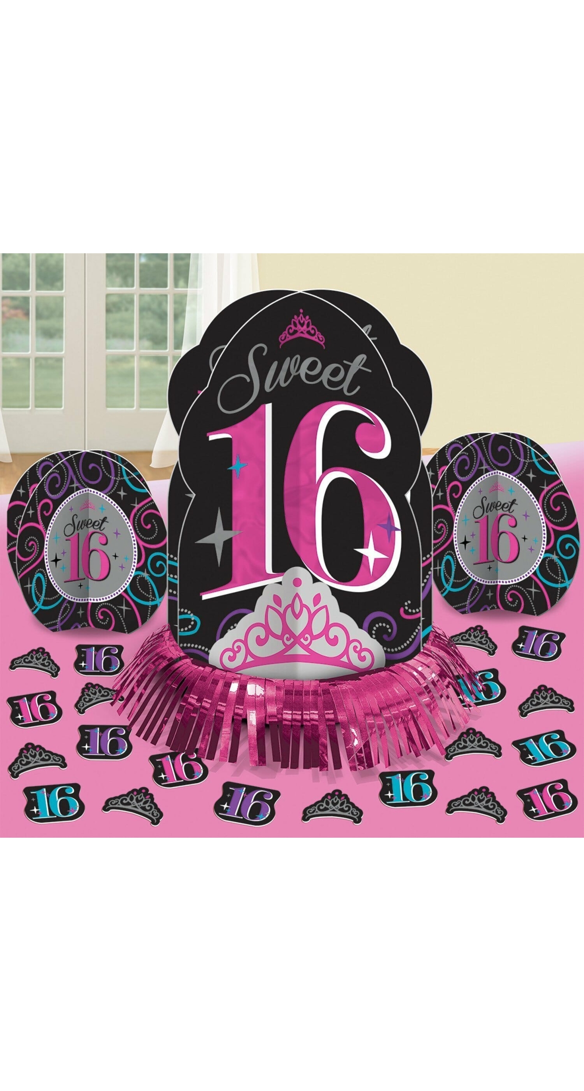 Sweet 16 Table Decorating Kit - 3pk + Confetti