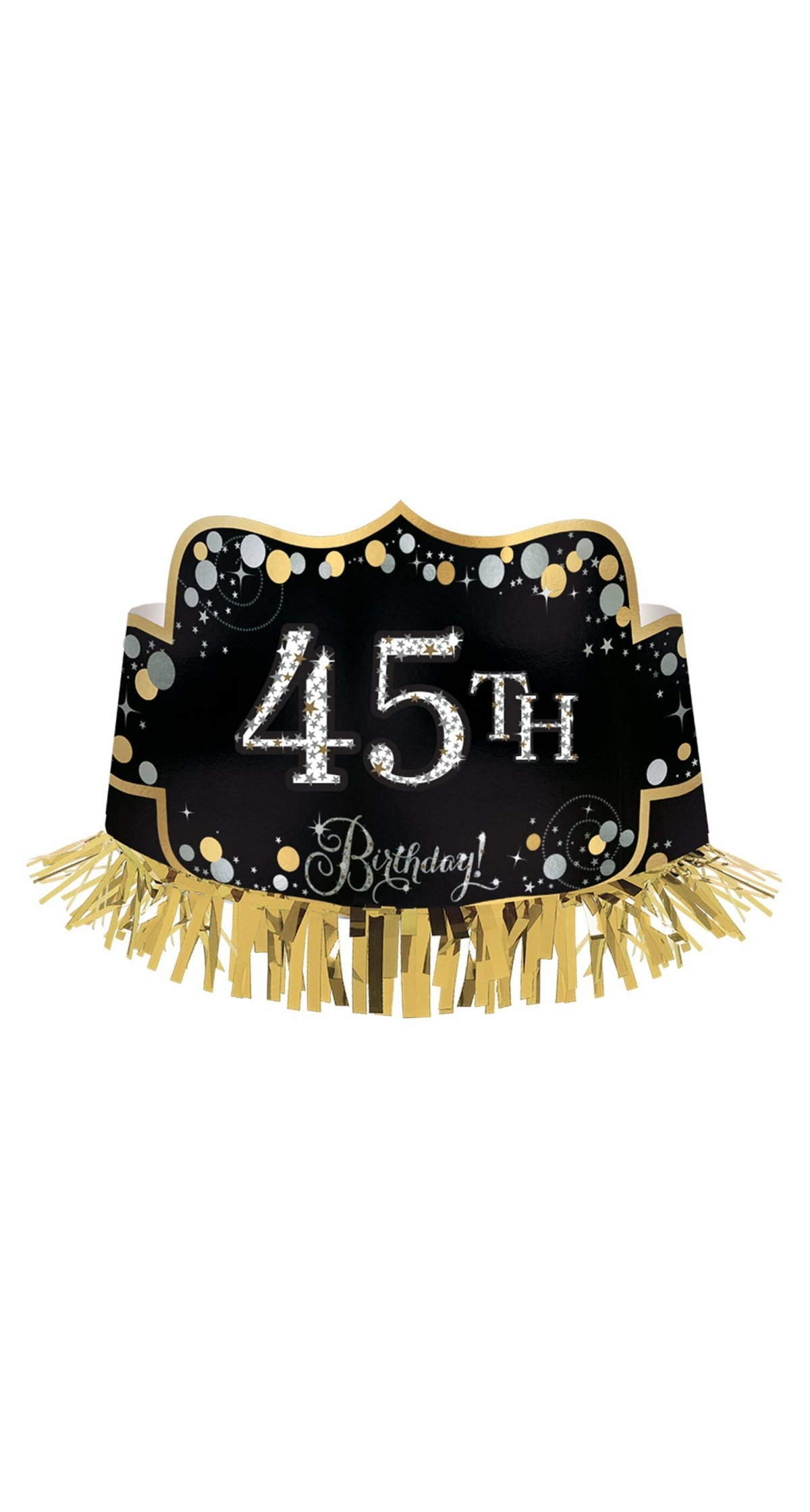 Sparkling Gold Celebrations Add Any Age Crown with Fringe - 1 Size