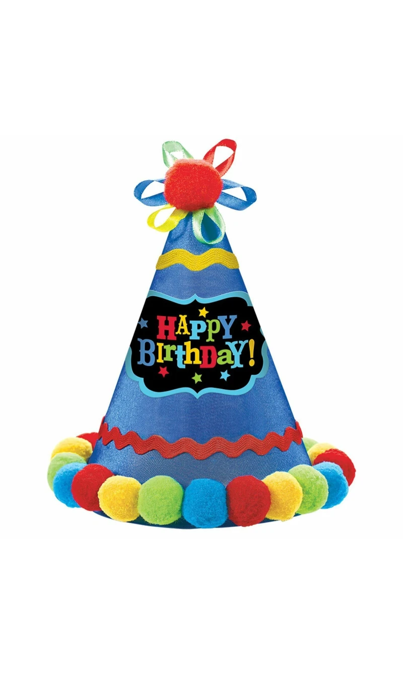 Birthday Brights Paper/Fabric Cone Hat - 20.9cm