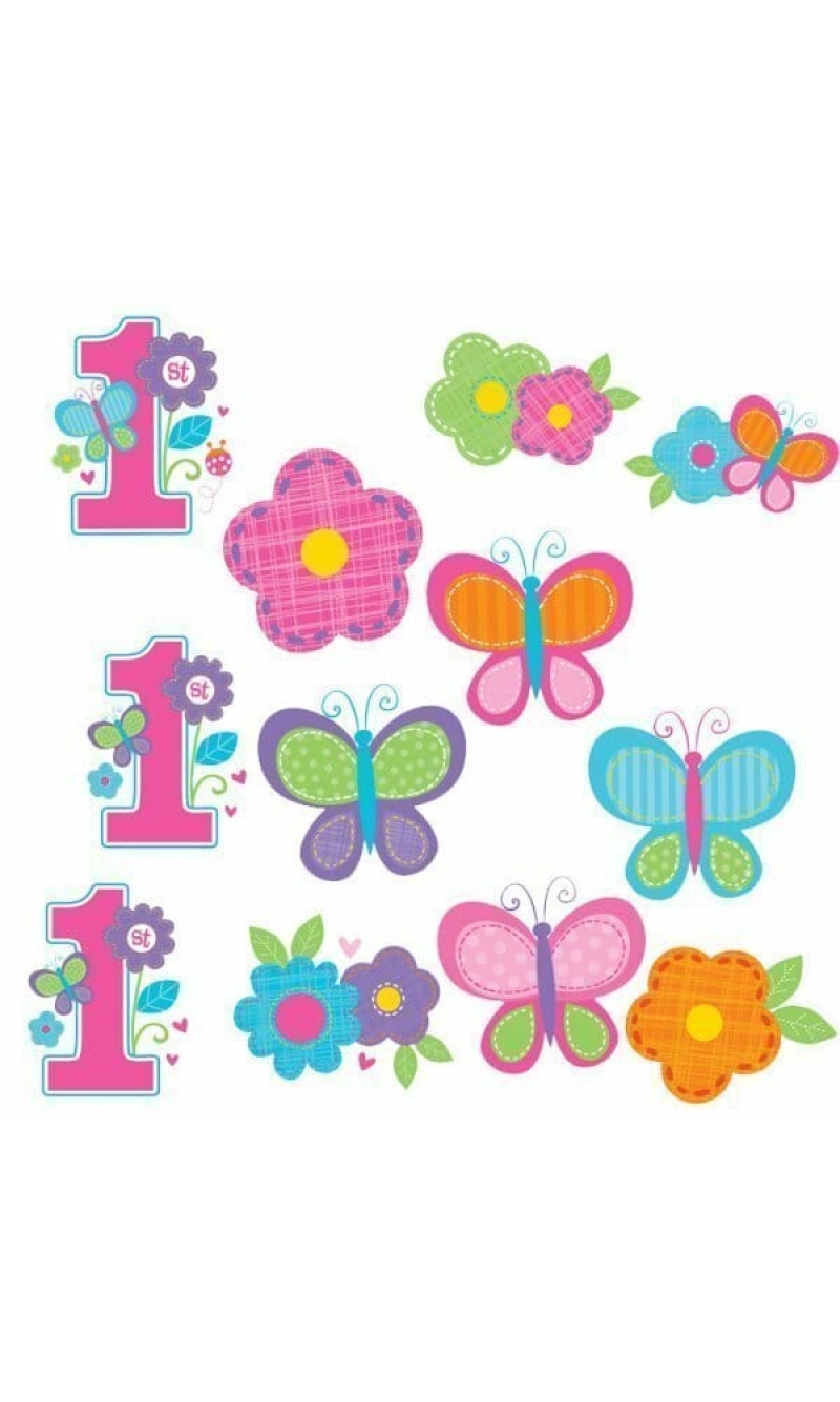 Sweet 1st Birthday Girl Cutouts - 12pk