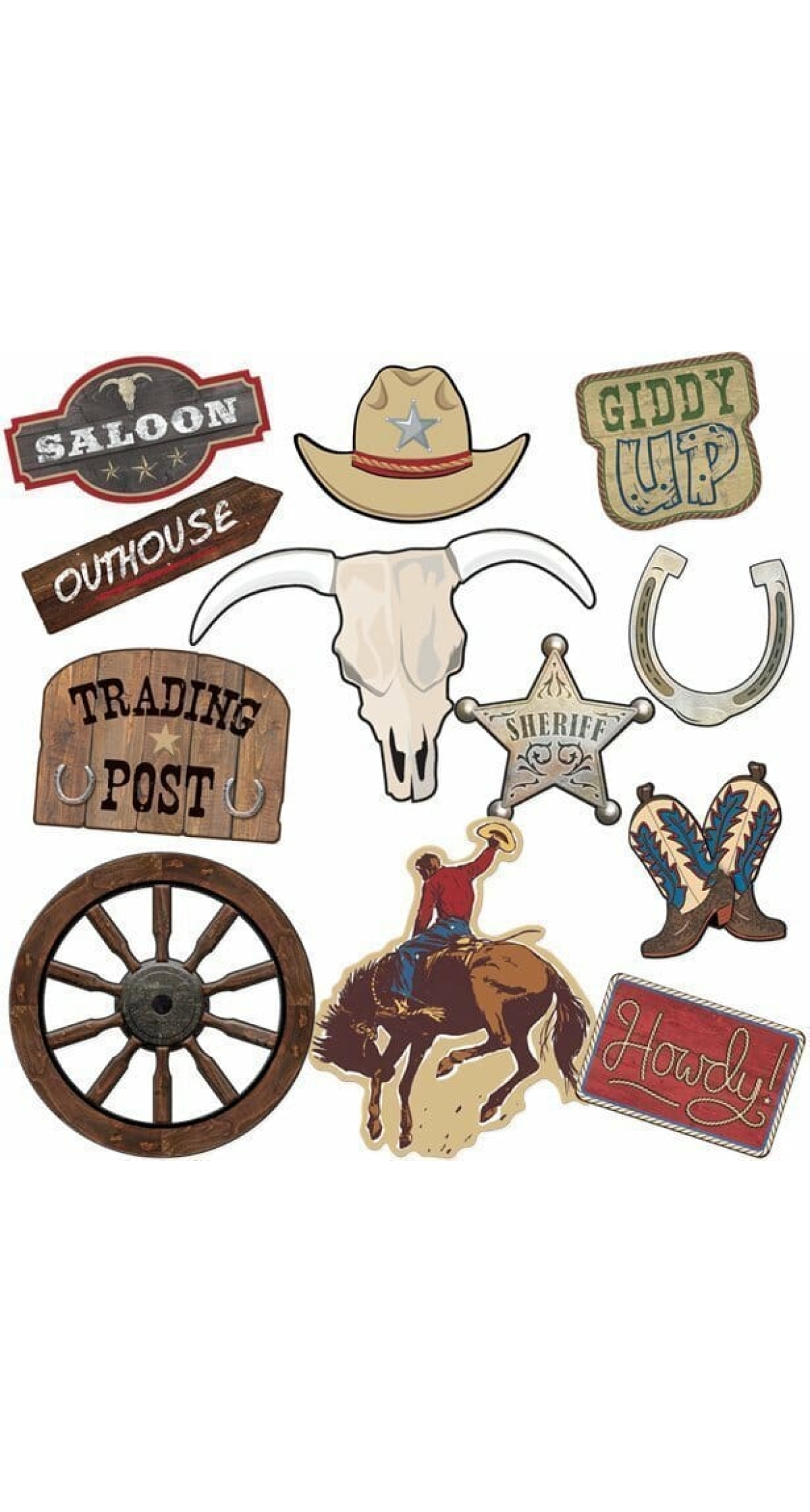 Western Party Decoration Cutouts - 12pcs