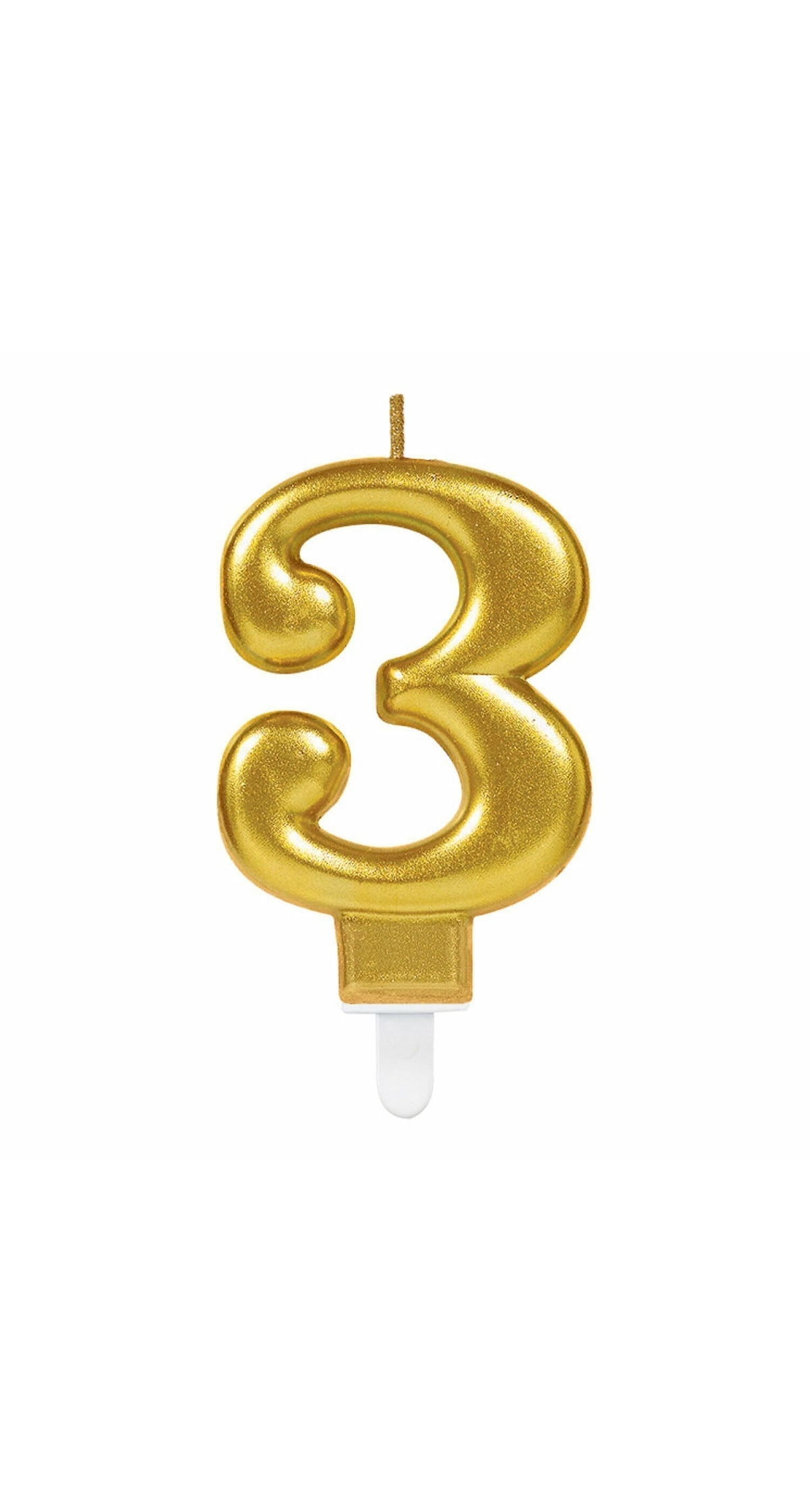 Candle Number 3 Sparkling Celebrations Gold - 7.5cm