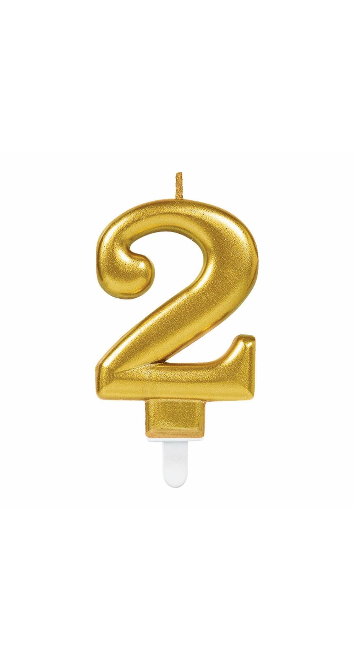 Candle Number 2 Sparkling Celebrations Gold - 7.5cm