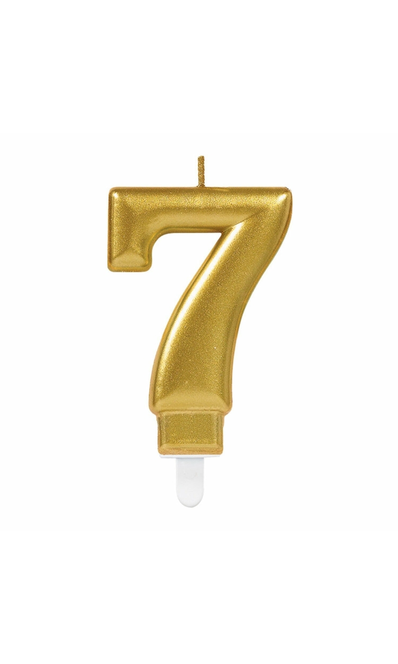 Candle Number 7 Sparkling Celebrations Gold - 7.5cm