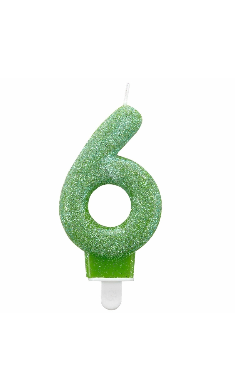 Number Candle 6 Glitter Height 7.6 cm