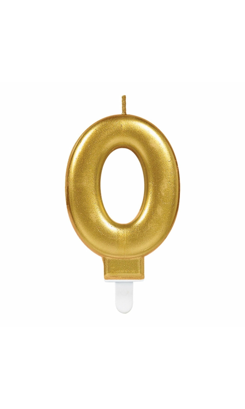 Candle Number 0 Sparkling Celebrations Gold - 7.5cm