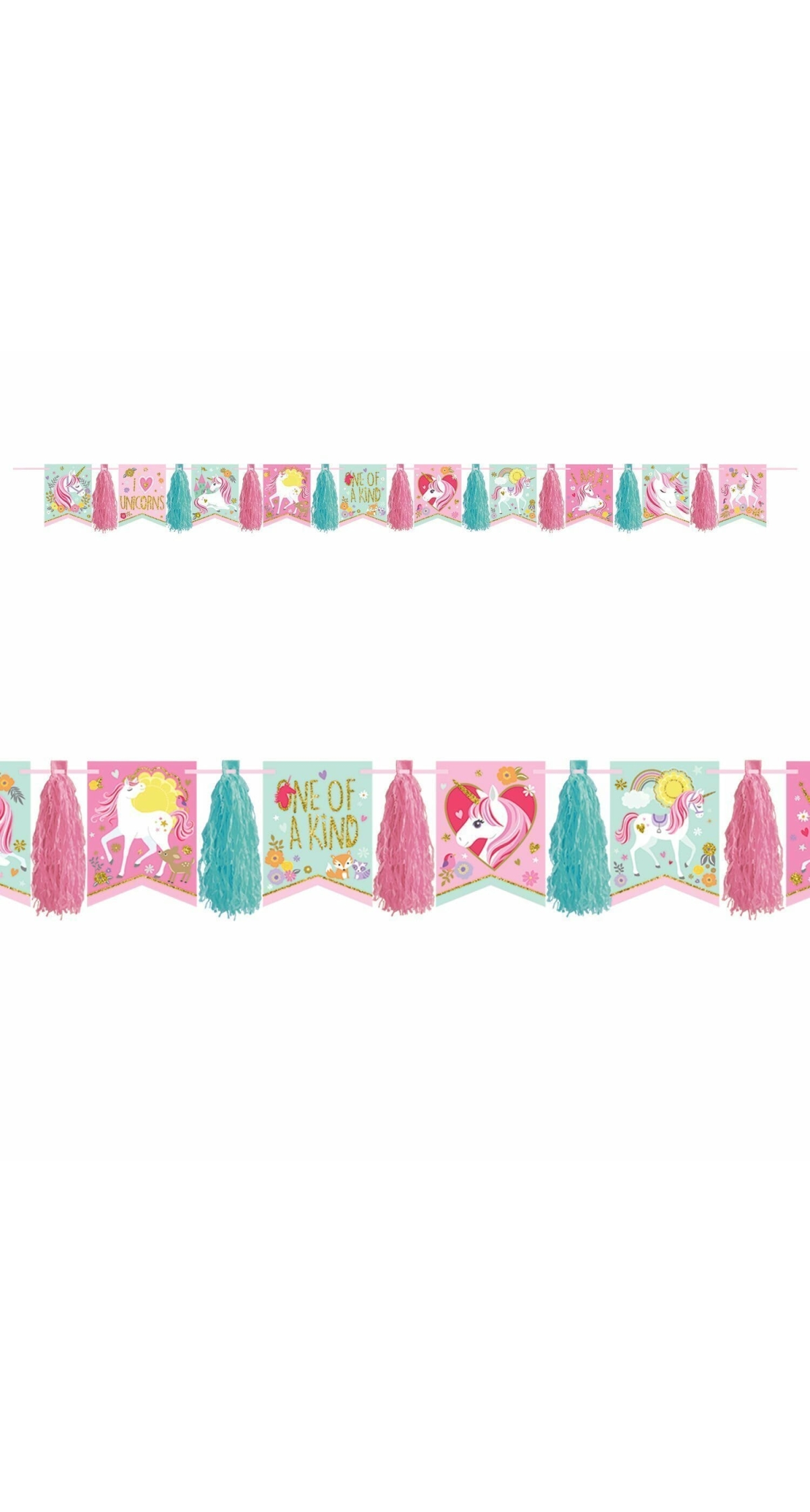 Magical Unicorn Glitter Tassel Garland - 3m