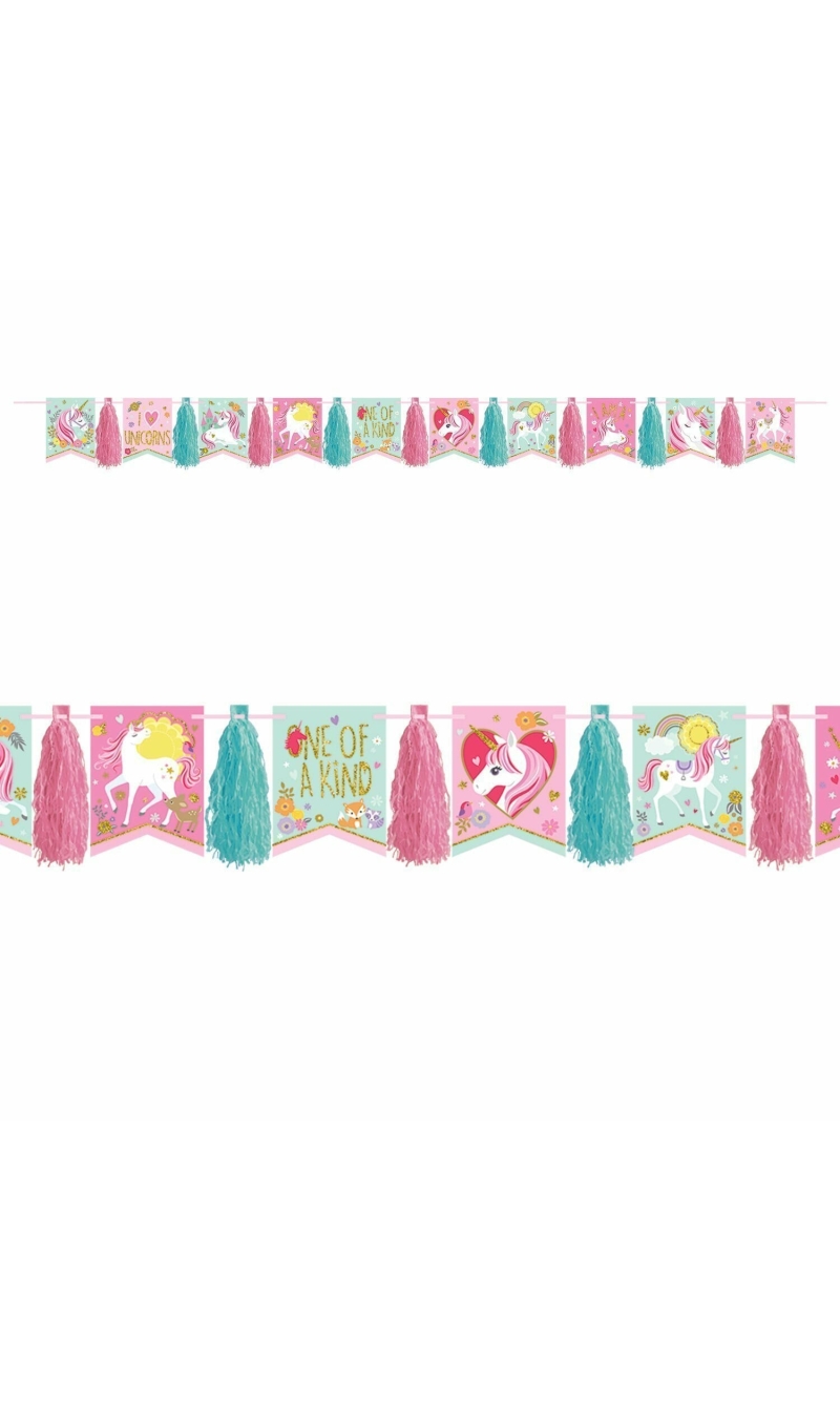 Magical Unicorn Glitter Tassel Garland - 3m