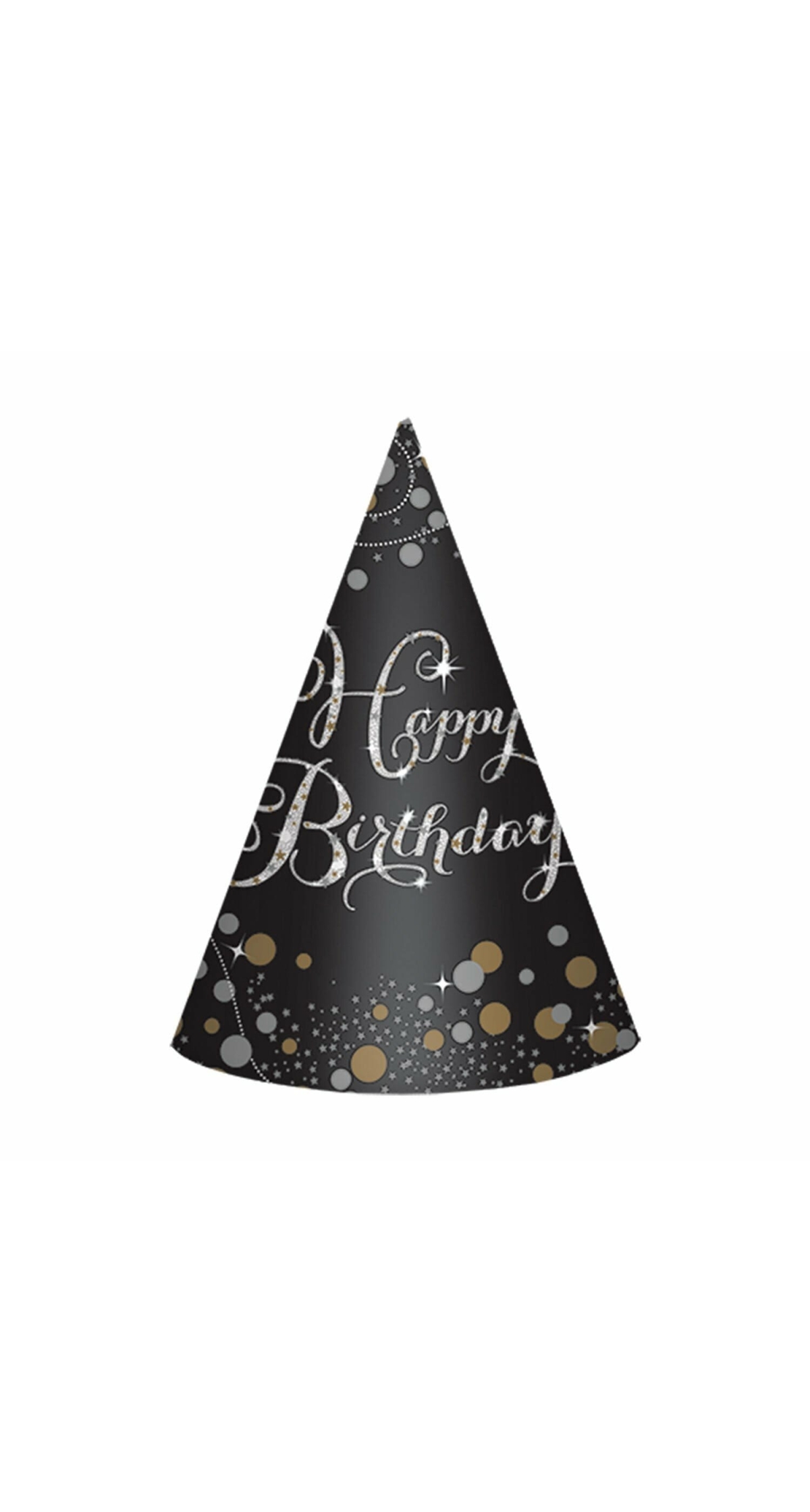 Sparkling Gold Celebrations Cone Hats - 8pk