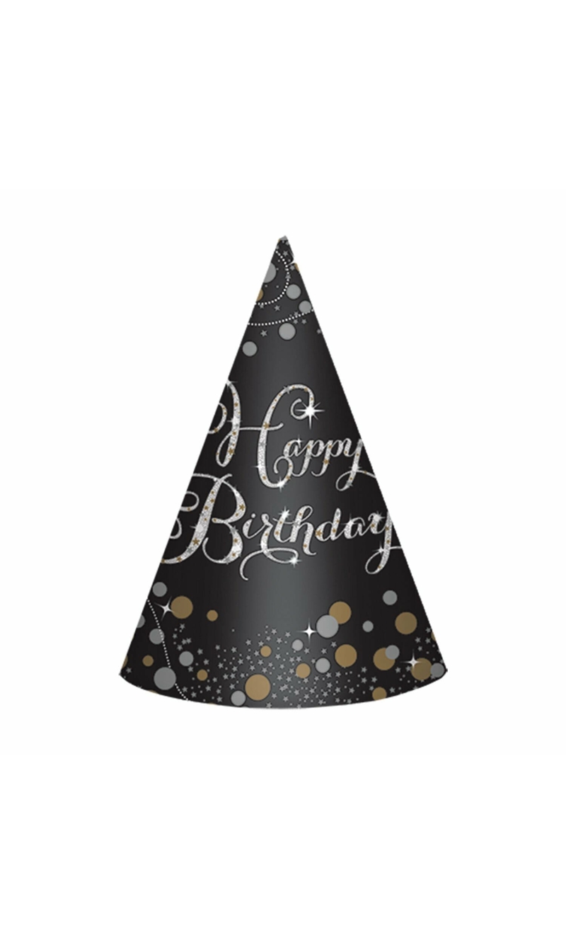 Sparkling Gold Celebrations Cone Hats - 8pk
