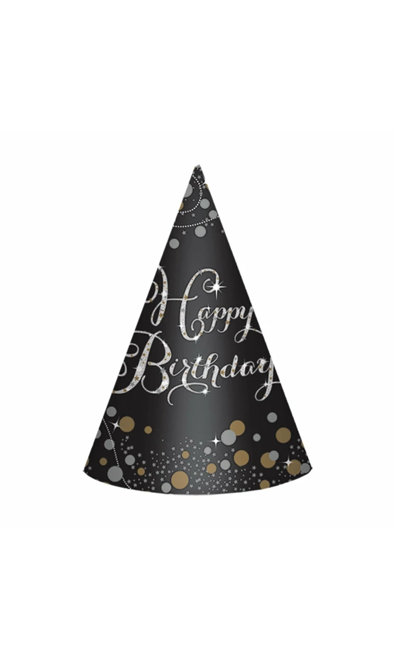 Sparkling Gold Celebrations Cone Hats - 8pk