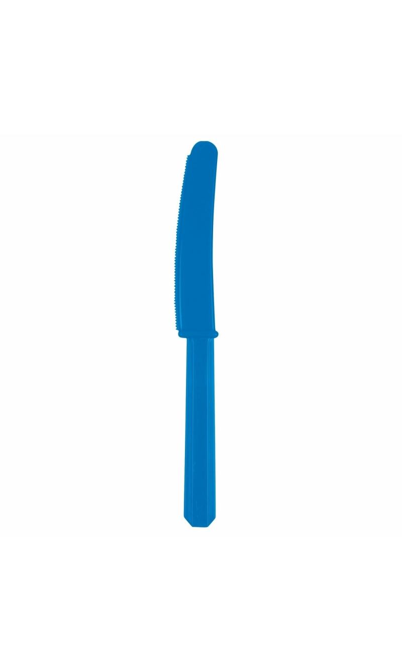Bright Royal Blue Reusable Plastic Knives - 10pk