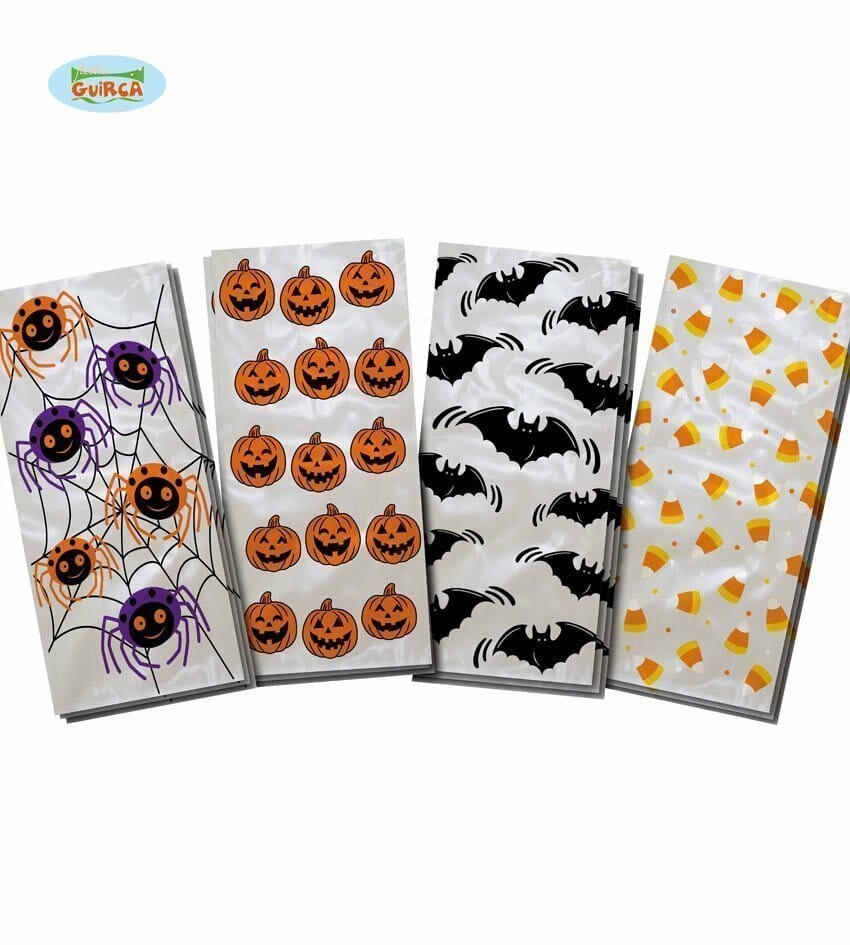 Halloween Plastic Bags 12.5cm x 27.5cm (Assorted Designes) - 20pk