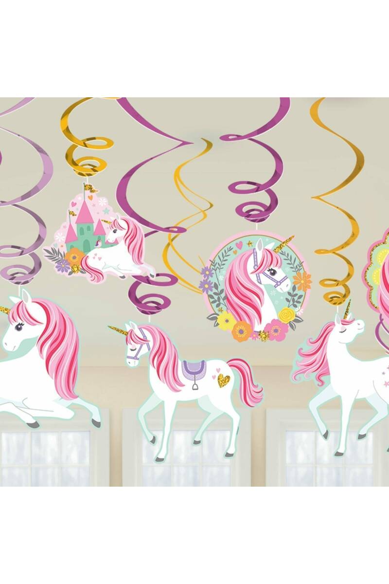 Magical Unicorn Swirl Decorations - 12pk