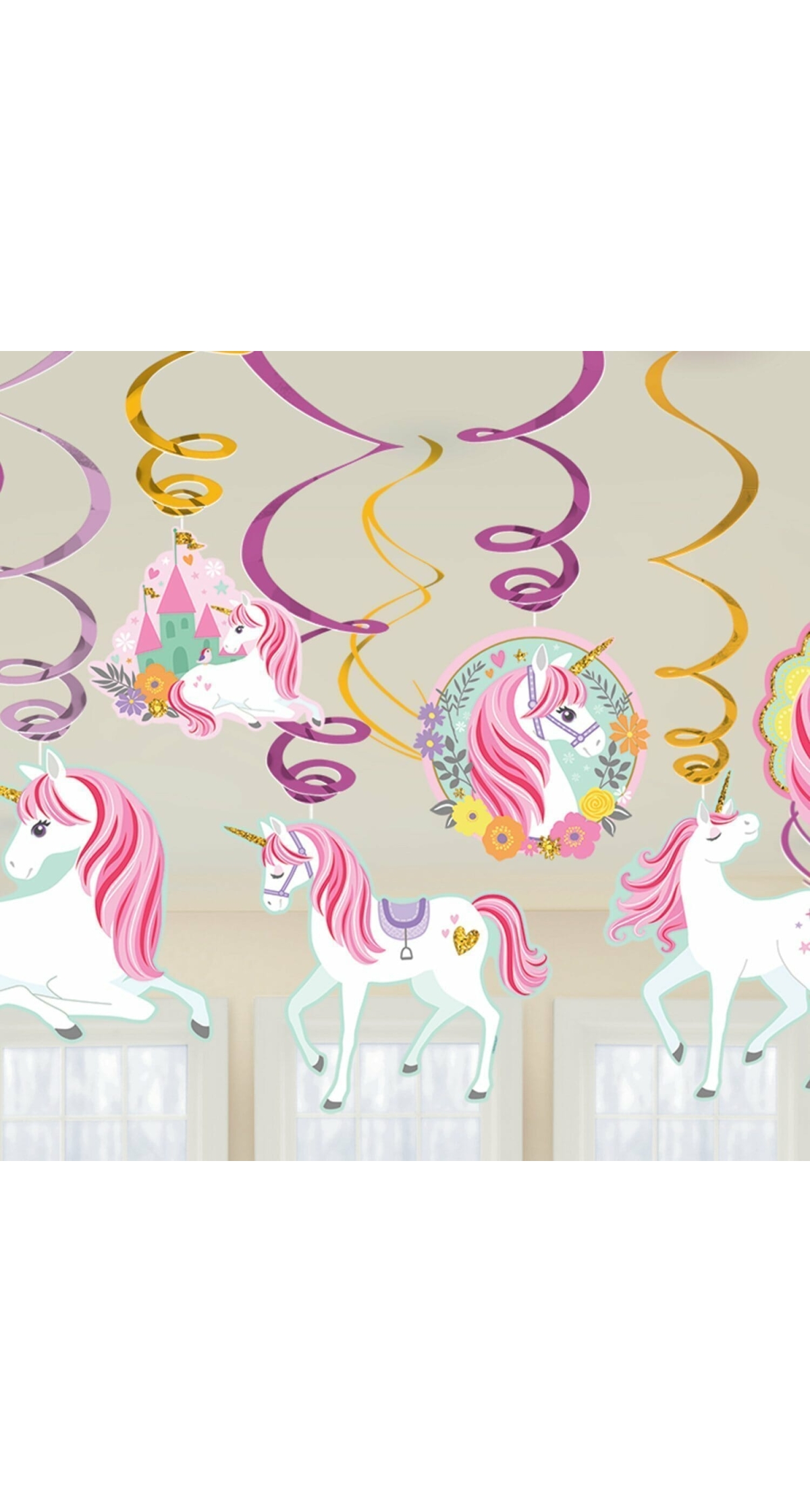 Magical Unicorn Swirl Decorations - 12pk