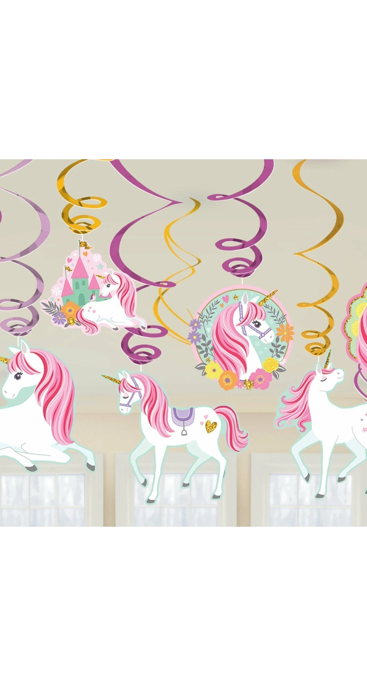 Magical Unicorn Swirl Decorations - 12pk
