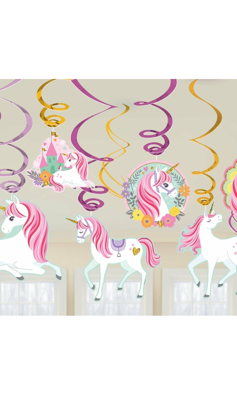 Magical Unicorn Swirl Decorations - 12pk