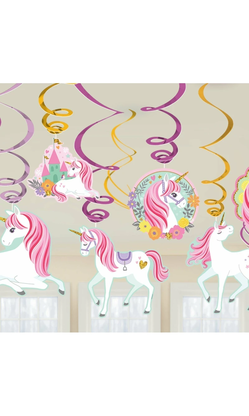 Magical Unicorn Swirl Decorations - 12pk