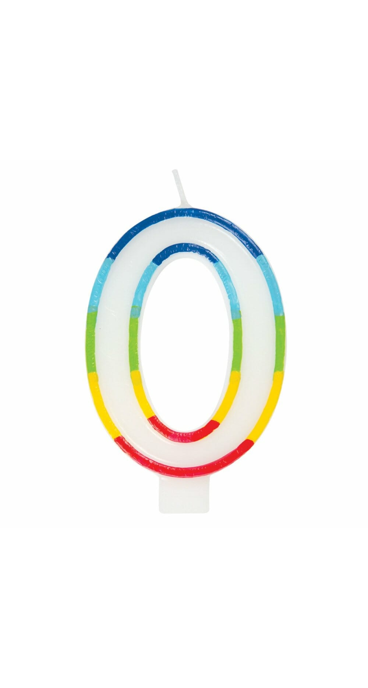 Rainbow Border Number 0 Birthday Candle