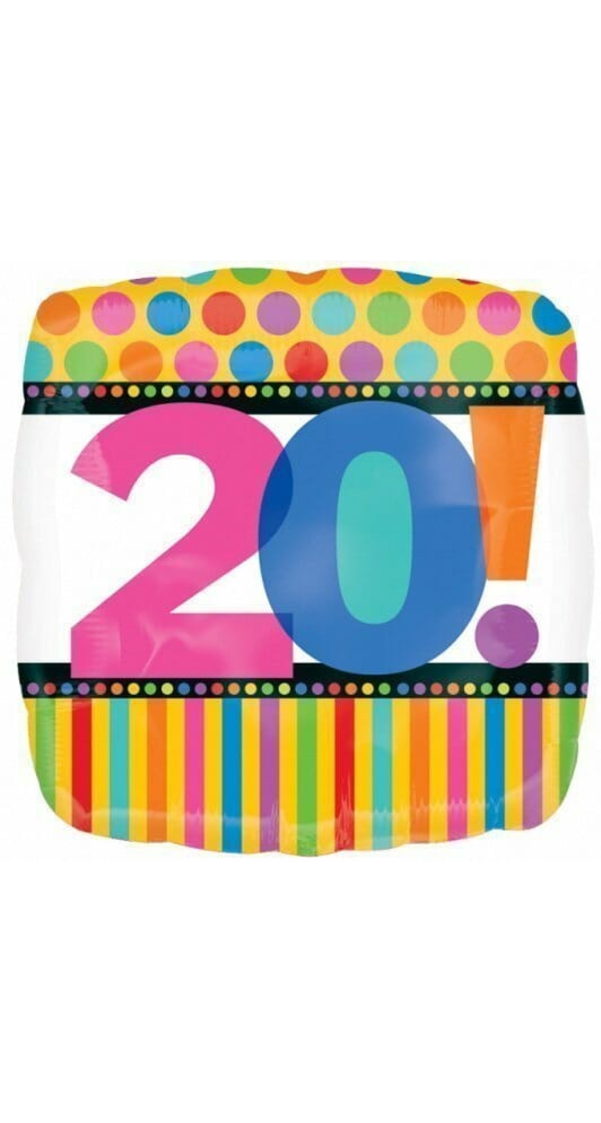 Birthday No.20 Dots & Stripes 18'' Foil Balloon (45cm)