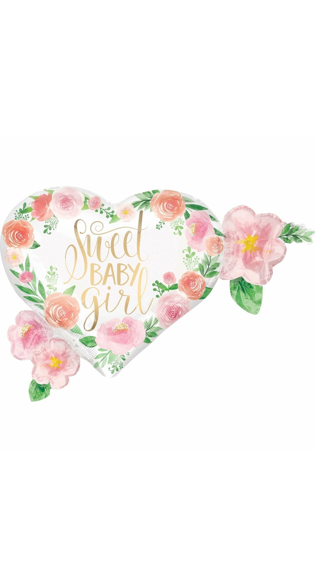 Floral Baby Girl Supershape Foil Balloon - 27'' x 20'' (68cm x 50cm)