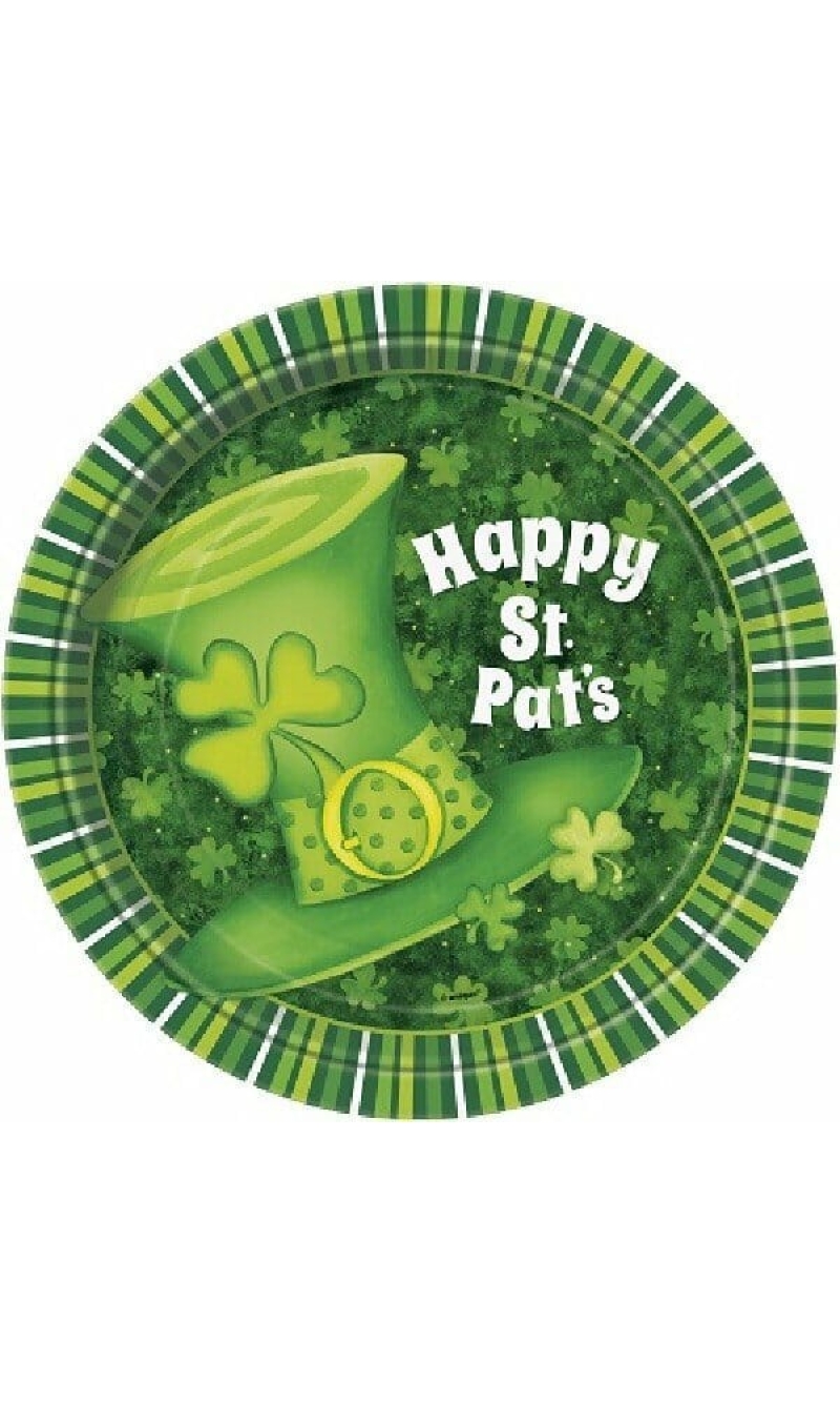 St Patrick's Days Lucky Stripers Plates (9'') - 8pk