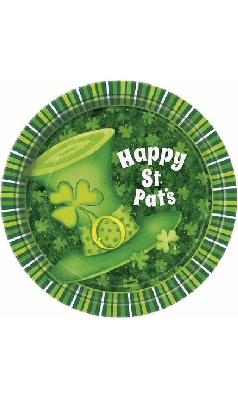 St Patrick's Days Lucky Stripers Plates (9'') - 8pk