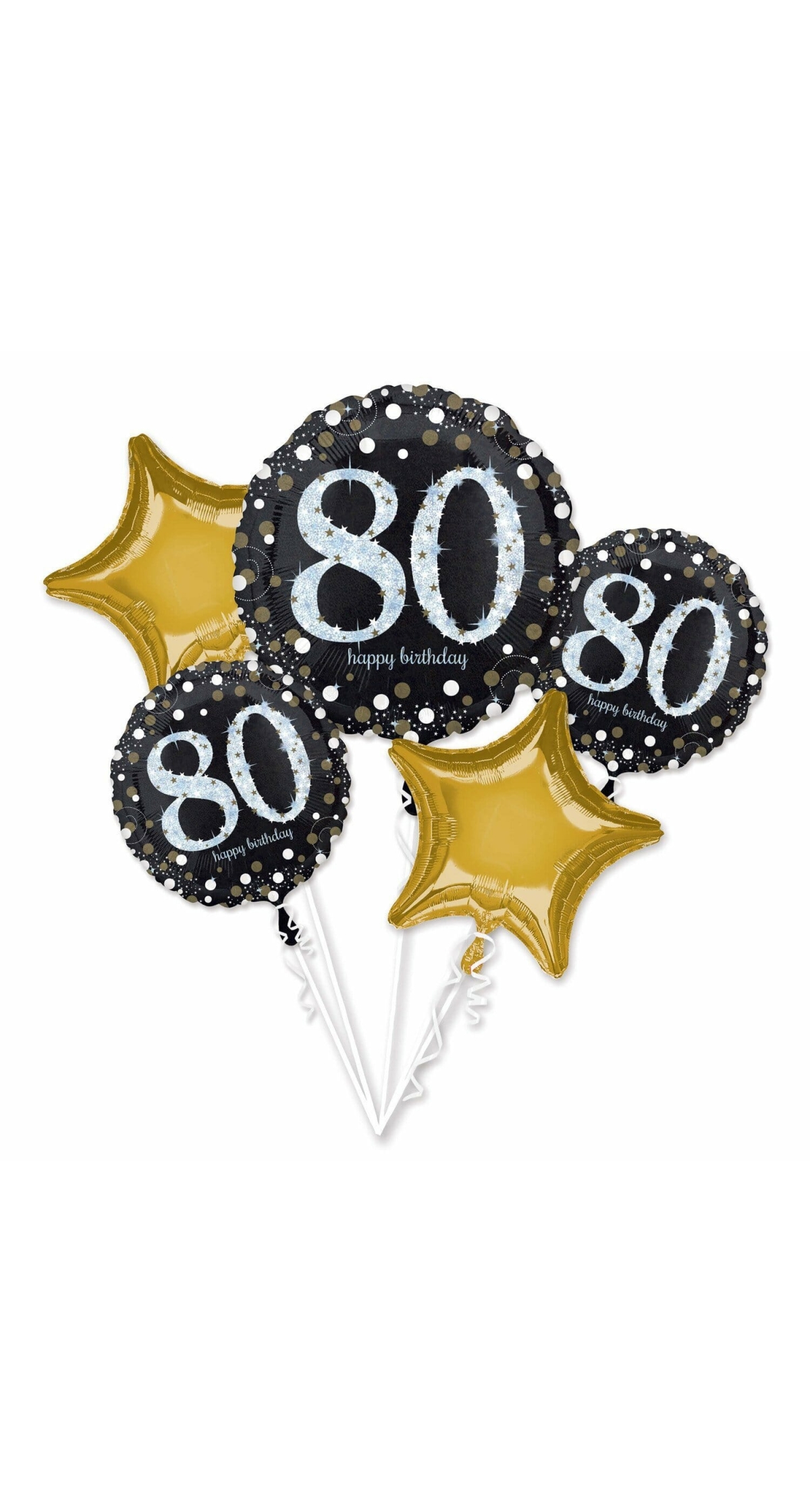 Sparkling Birthday 80 Boquet Foil Balloons - 5pk