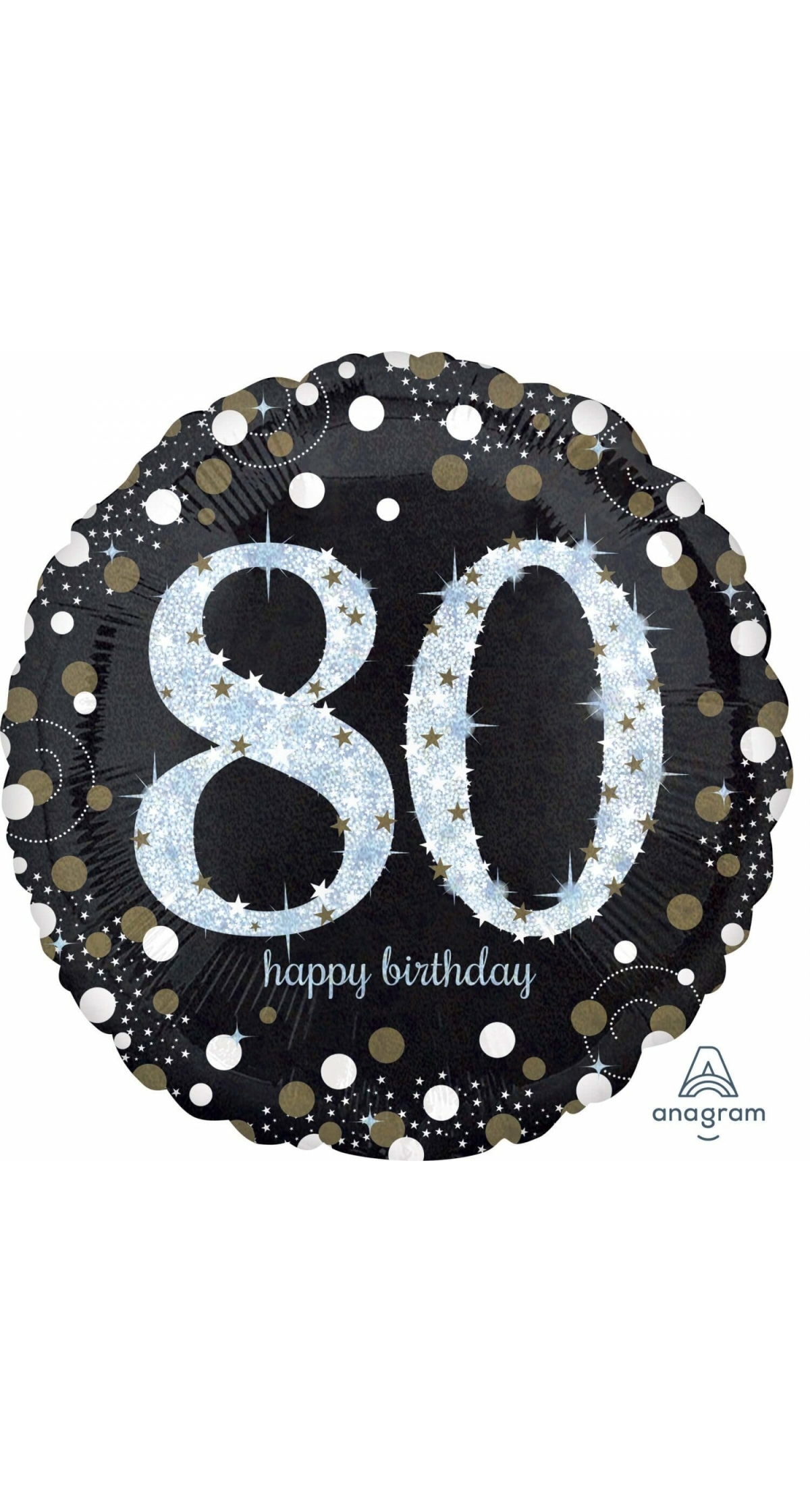 Jumbo Silver Sparkling Birthday 80 Foil Balloon - 71 x 71cm