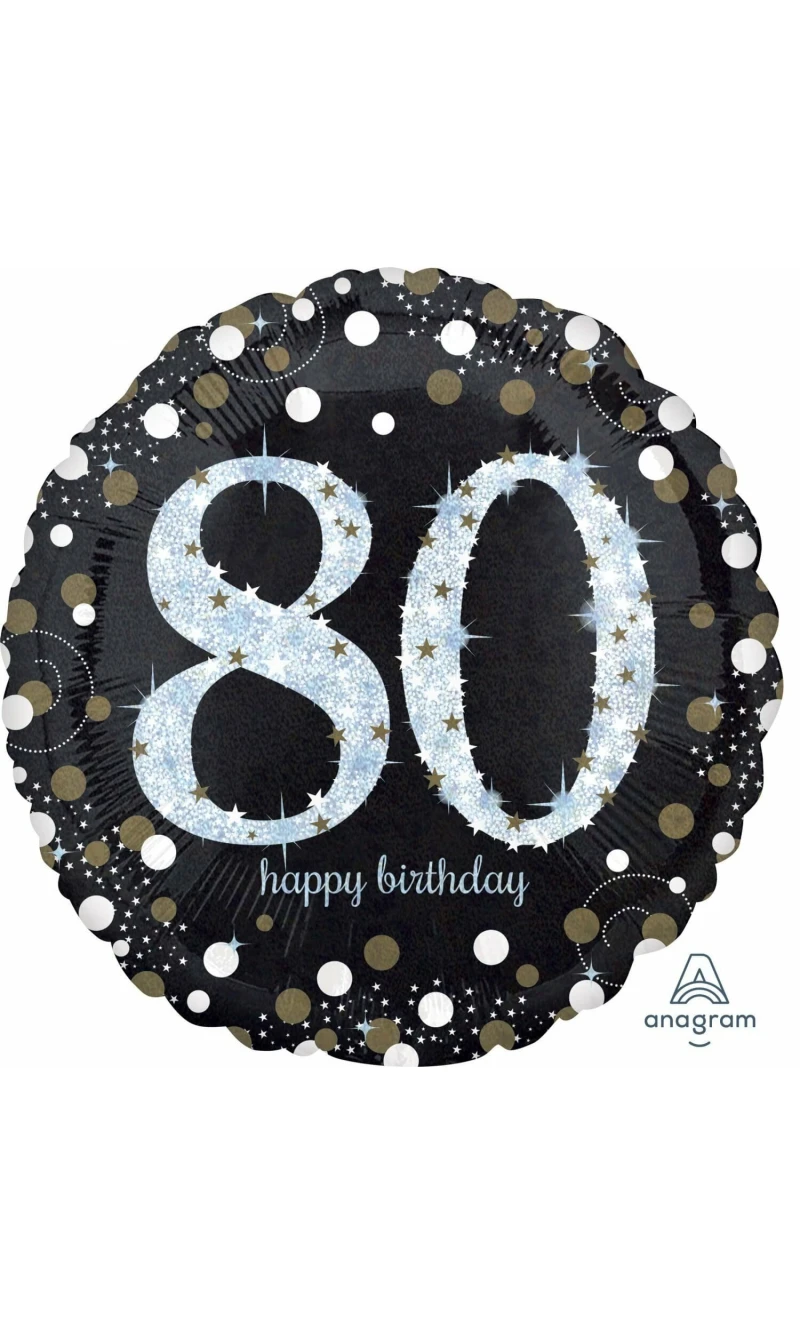 Jumbo Silver Sparkling Birthday 80 Foil Balloon - 71 x 71cm