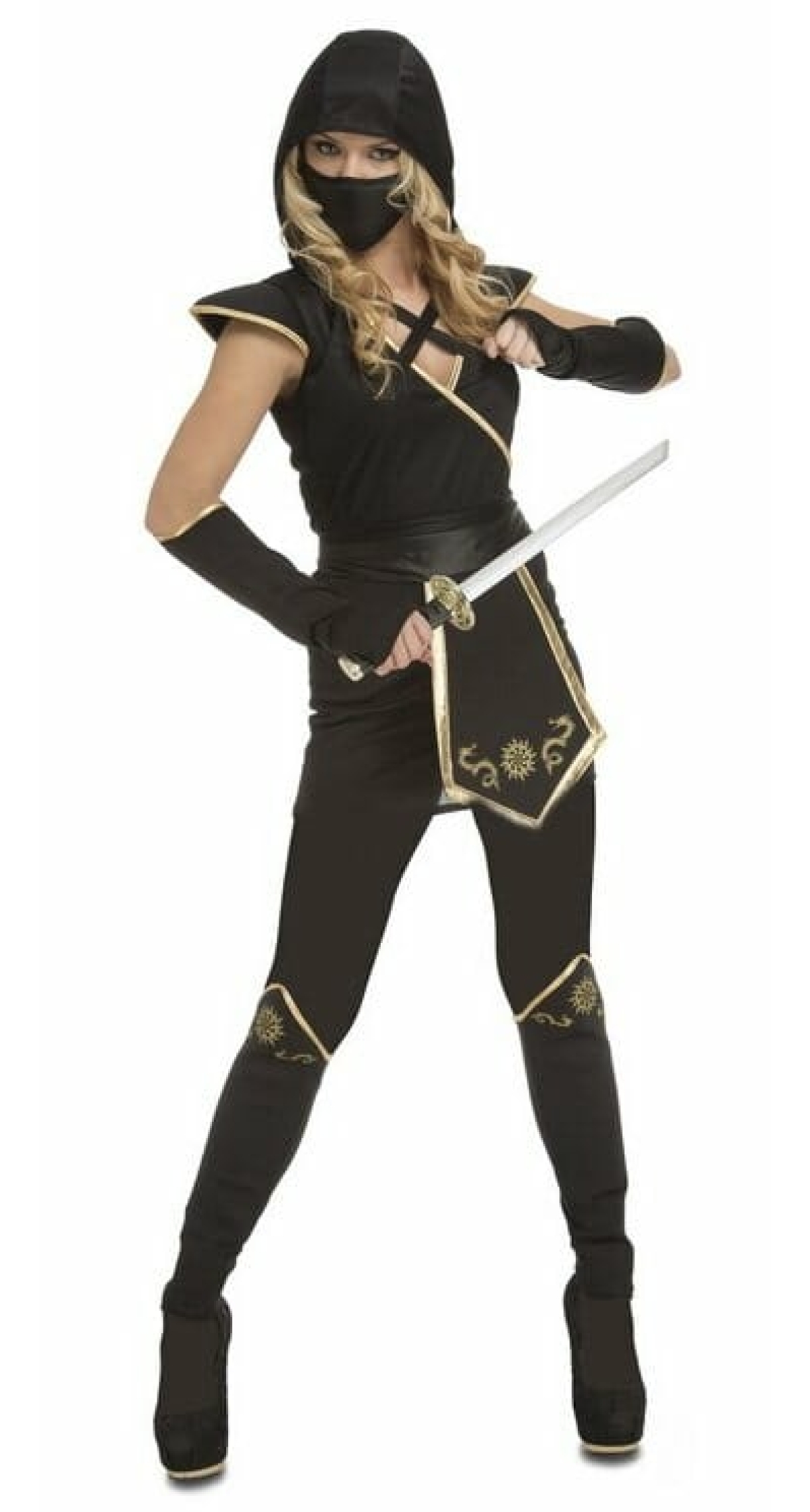 Stunning Black Ninja Lady Costume - Adult Size M/L