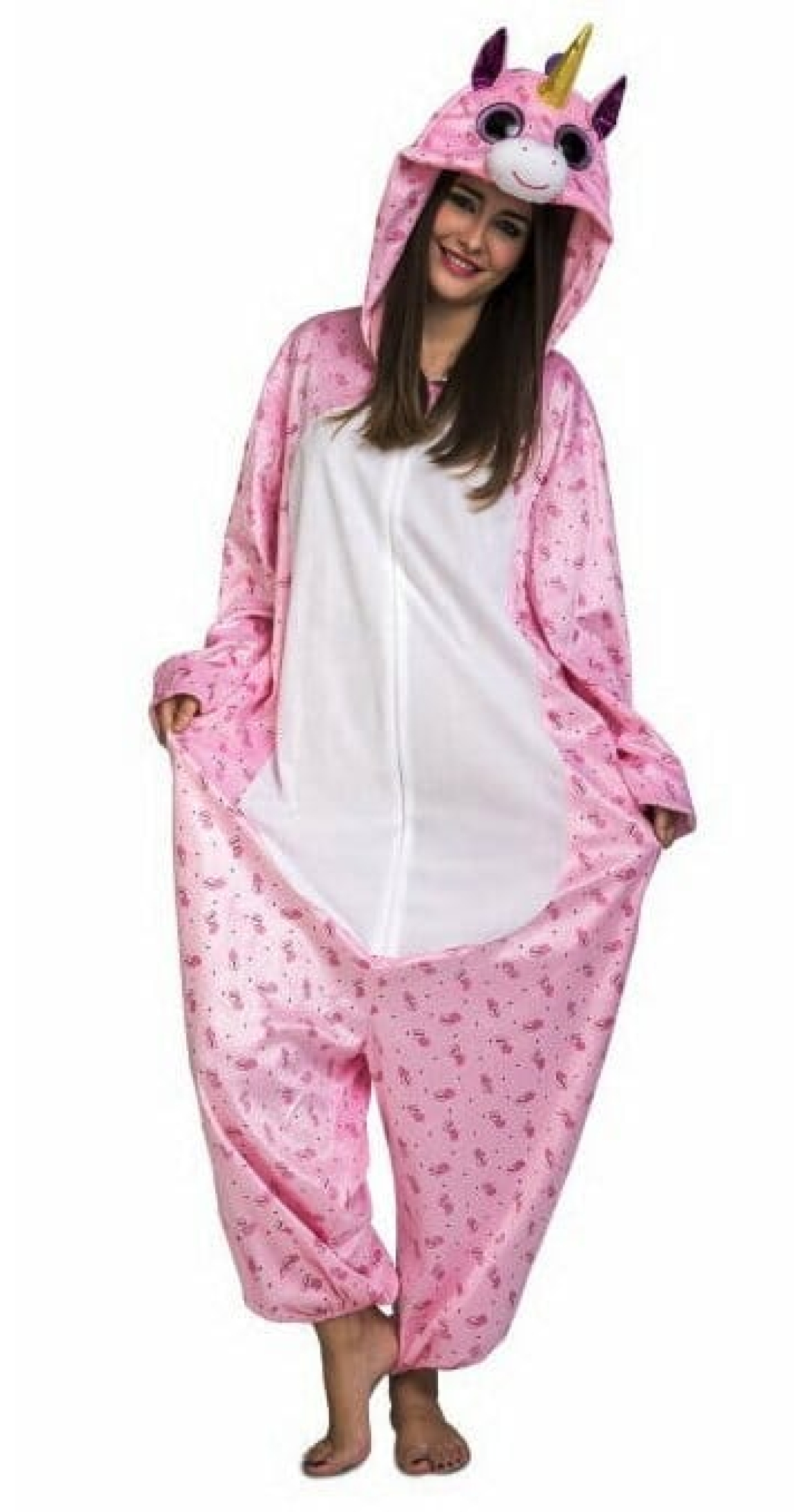 Cool Big Eyes Pink Unicorn (Onesie) - Adult Size Small