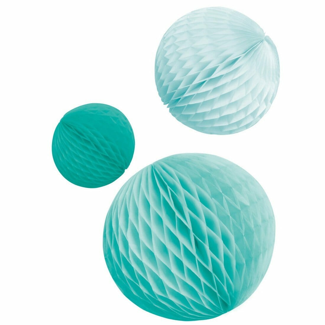 Honeycomb Decorations Aqua Glamor Paper 14 cm/ 18 cm / 22 cm - 3pk