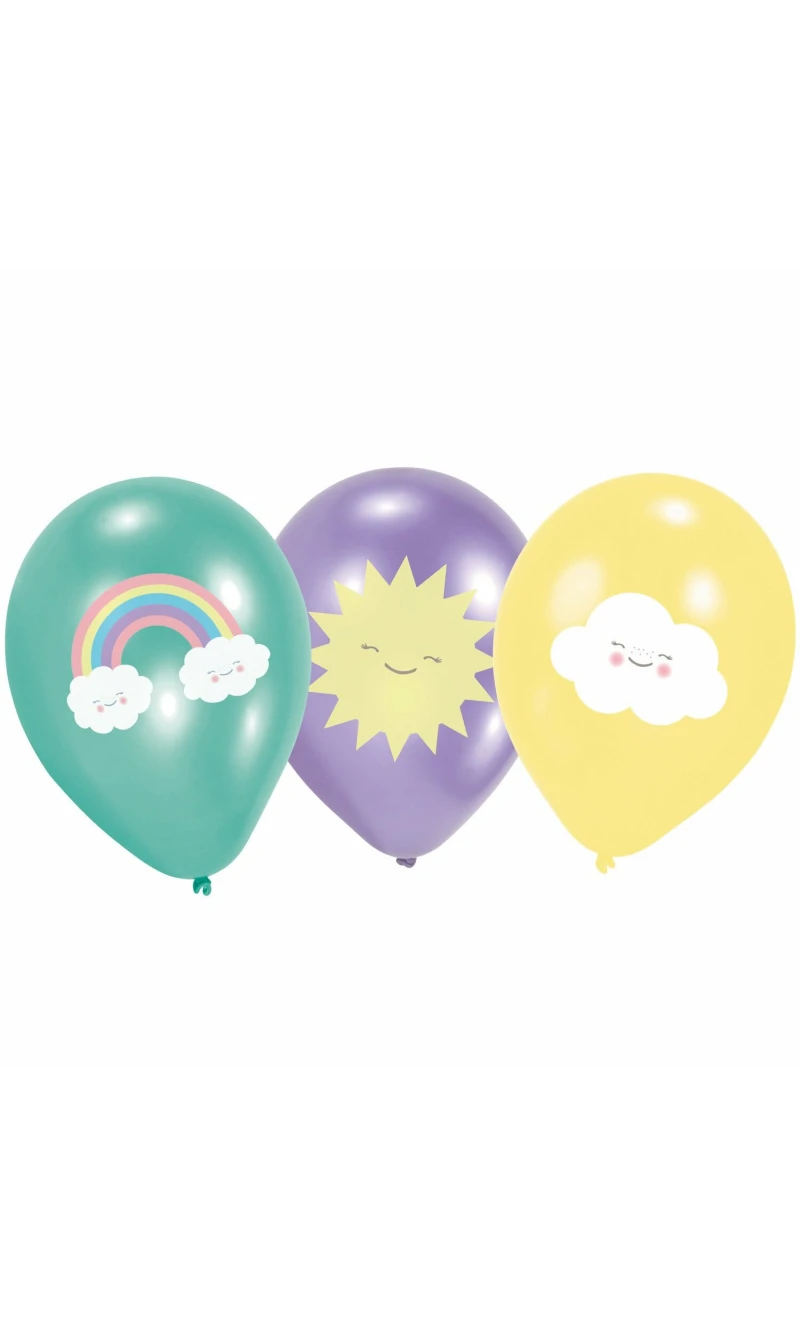 Rainbow & Cloud 11" Latex Balloons - 6pk