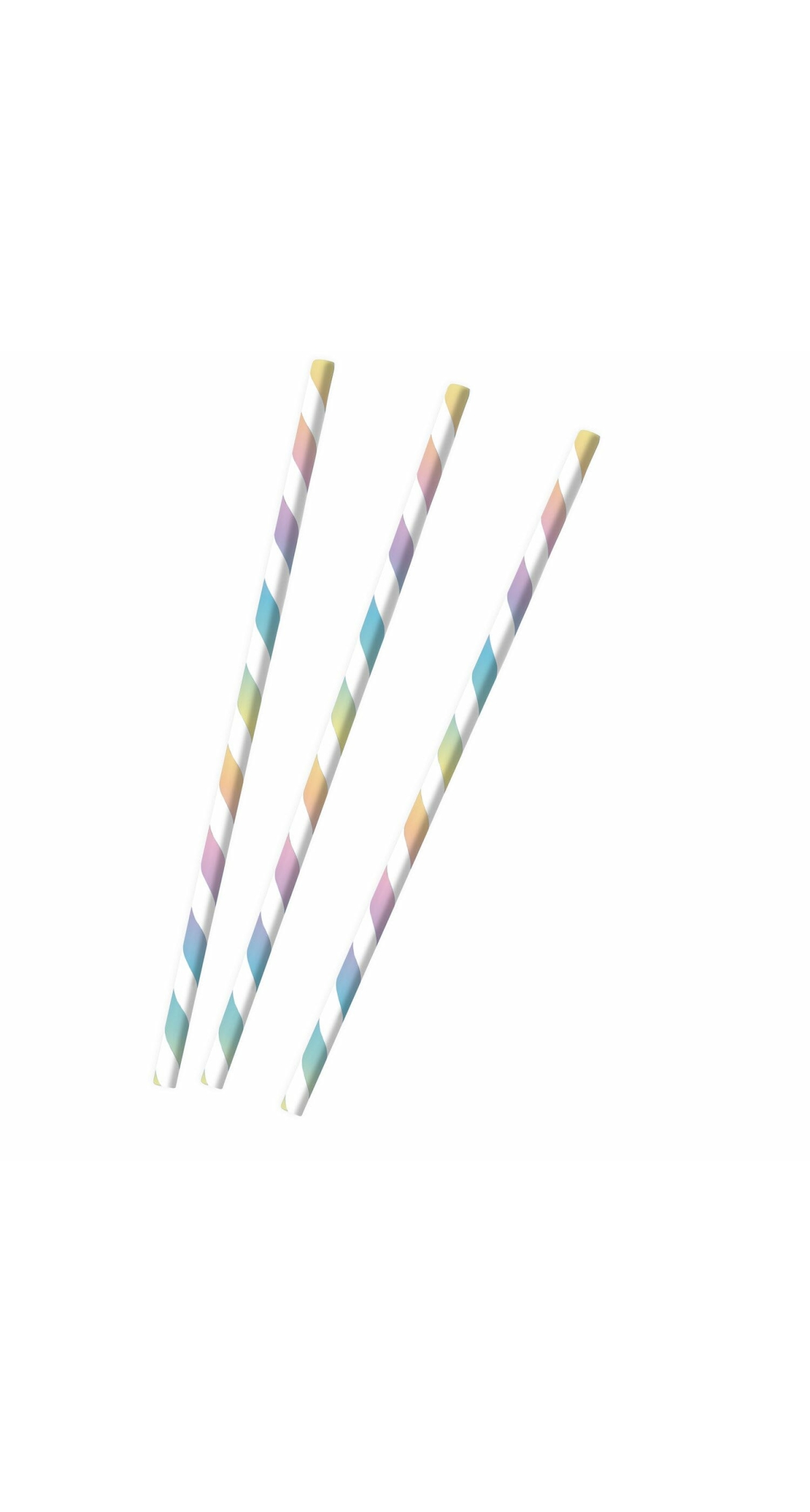 12 Drinking Straws Pastel Rainbow Paper 19.7 cm