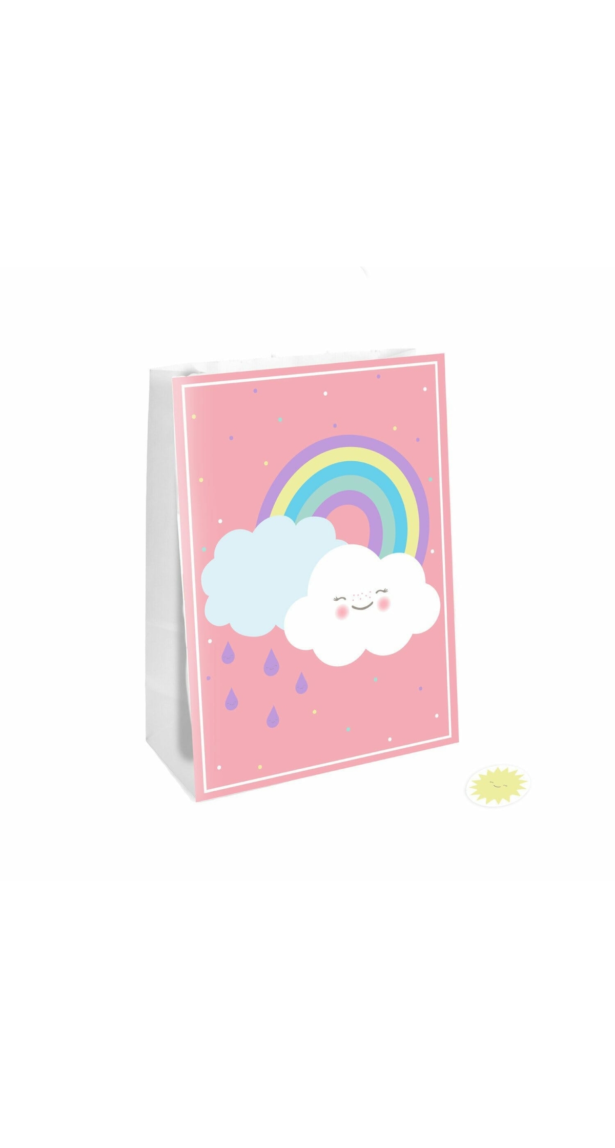 Rainbow & Cloud Paper Party Bags with Stickers 14.7 x 21cm - 4pk